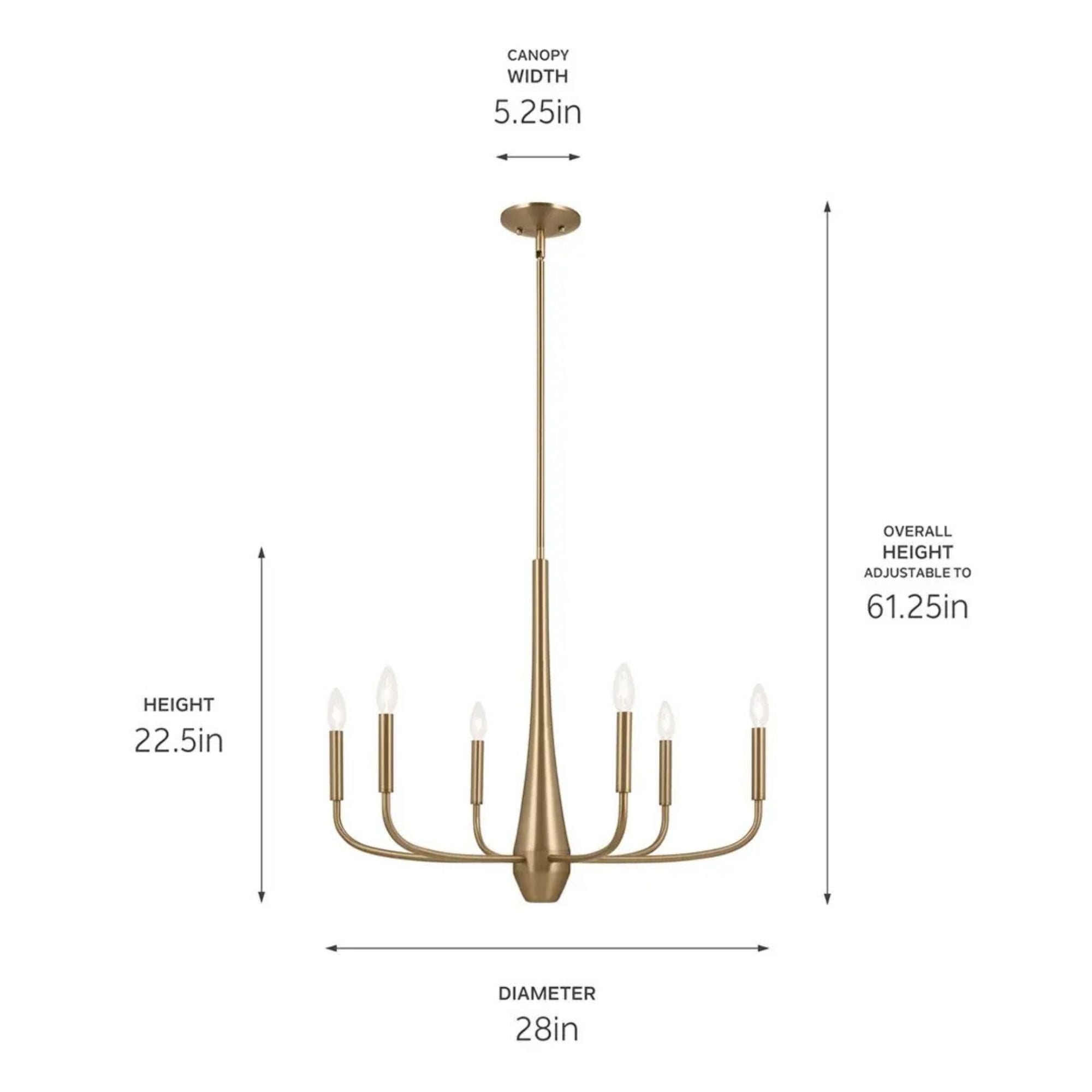 Deela 28" 6-Light Chandelier, Champagne Bronze Finish