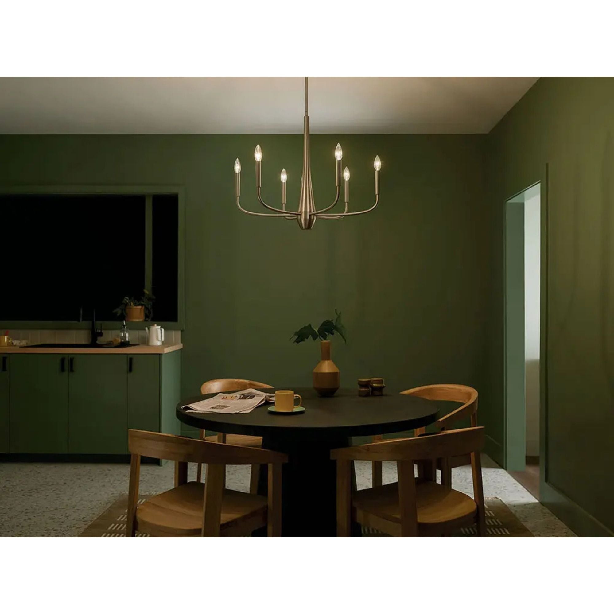 Deela 28" 6-Light Chandelier, Champagne Bronze Finish