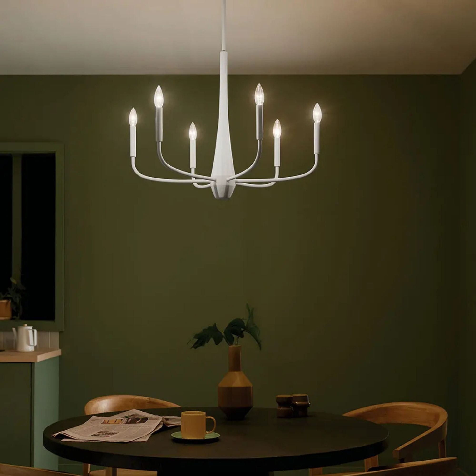 Deela 28" 6-Light Chandelier, White Finish