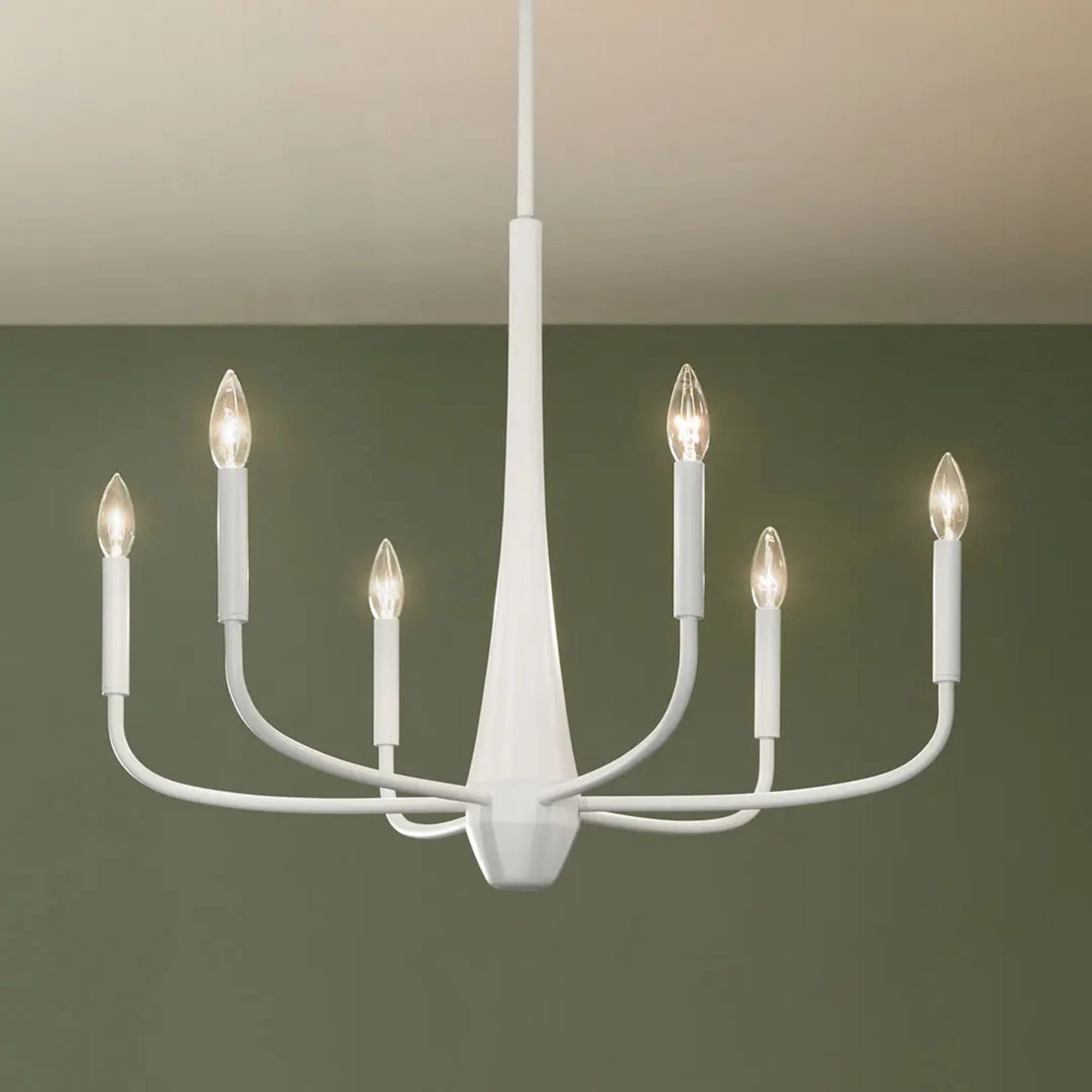 Deela 28" 6-Light Chandelier, White Finish
