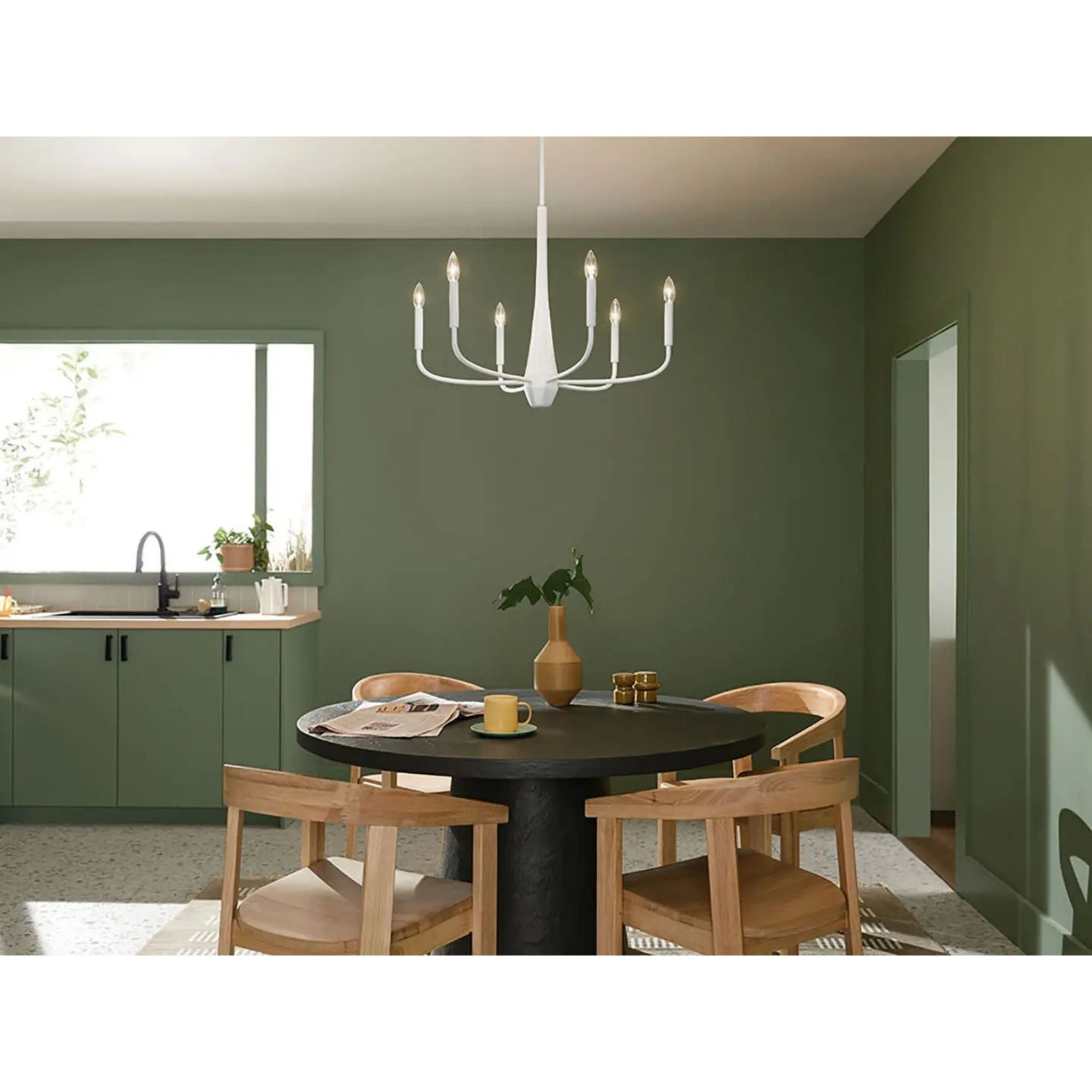 Deela 28" 6-Light Chandelier, White Finish