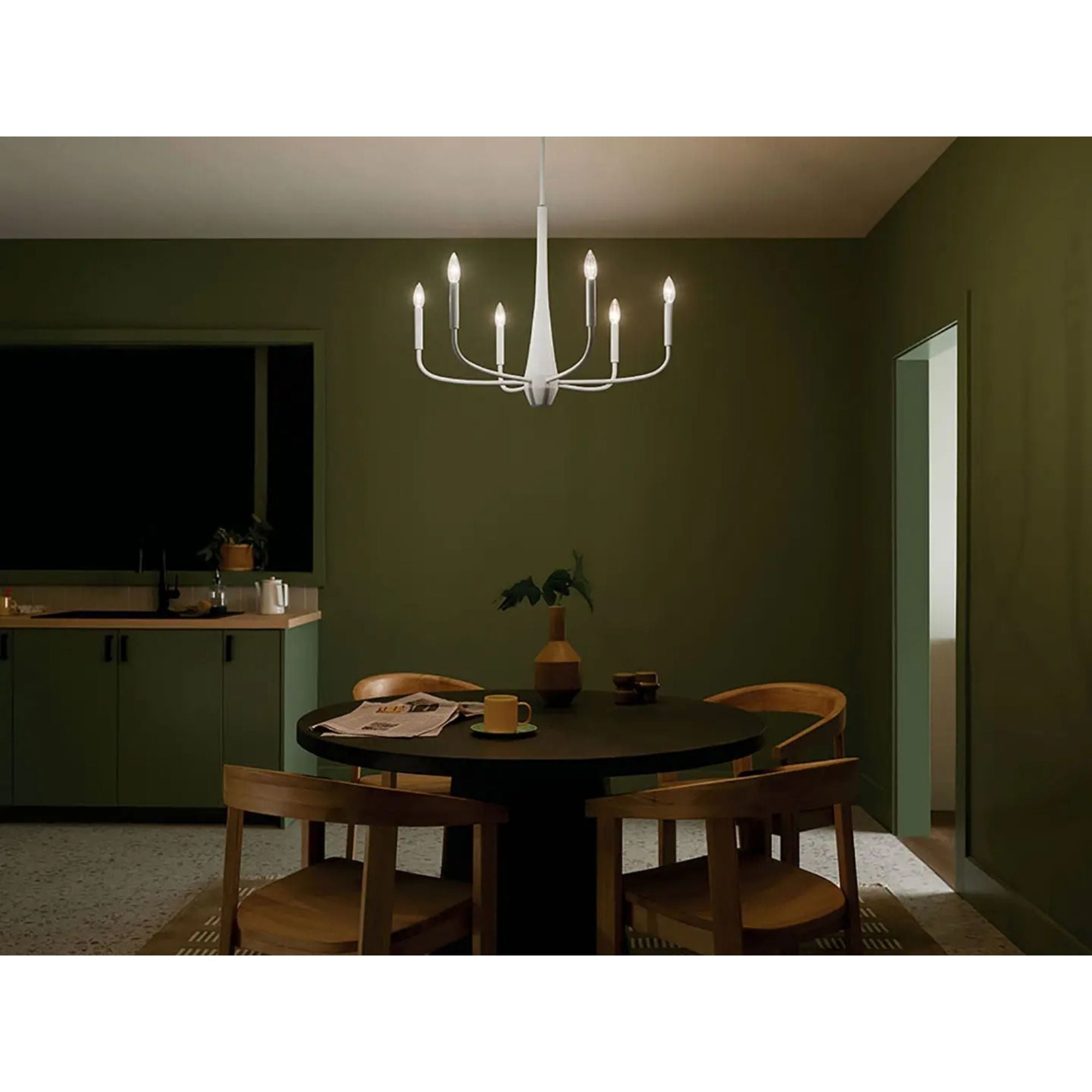Deela 28" 6-Light Chandelier, White Finish