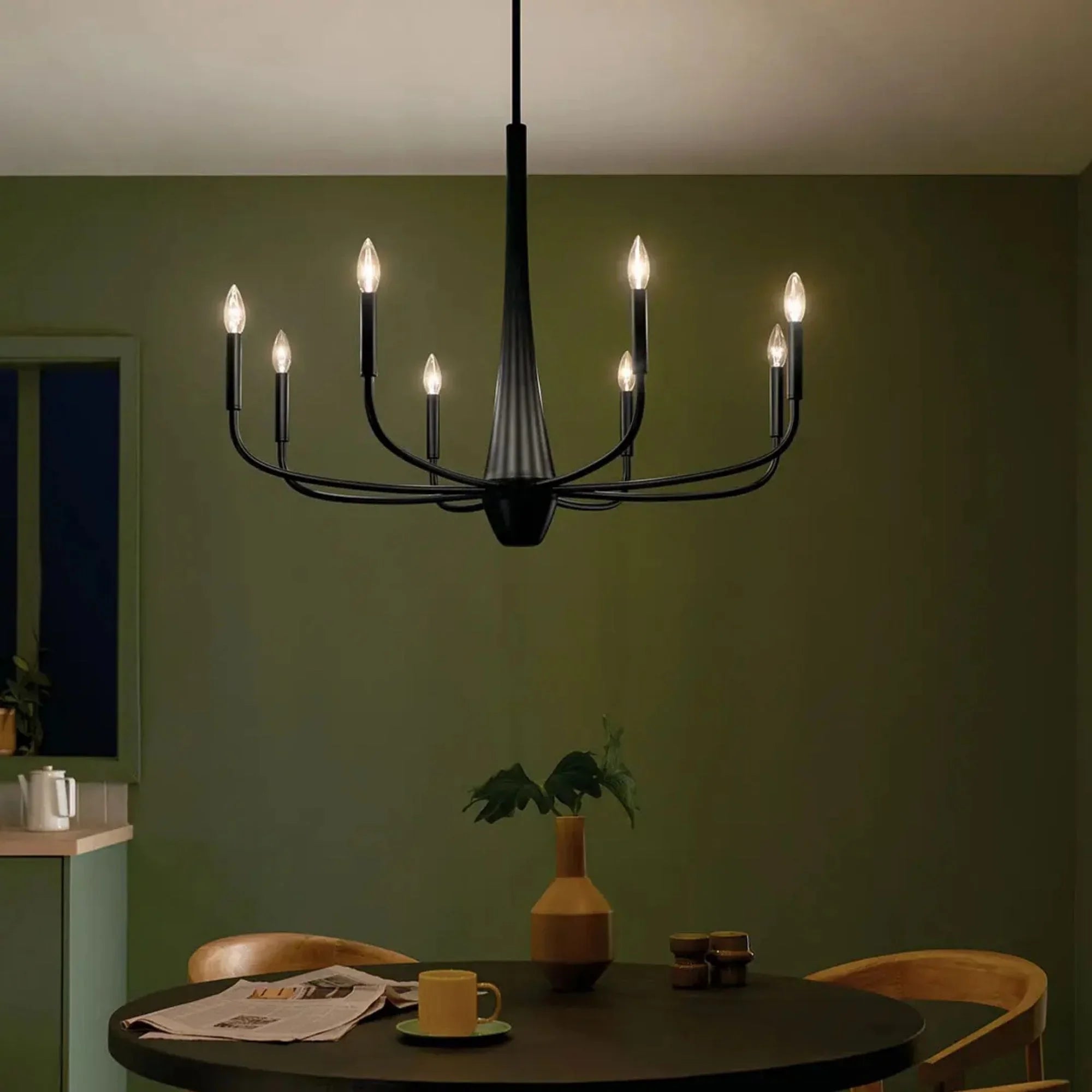 Deela 36" 8-Light Chandelier, Black Finish