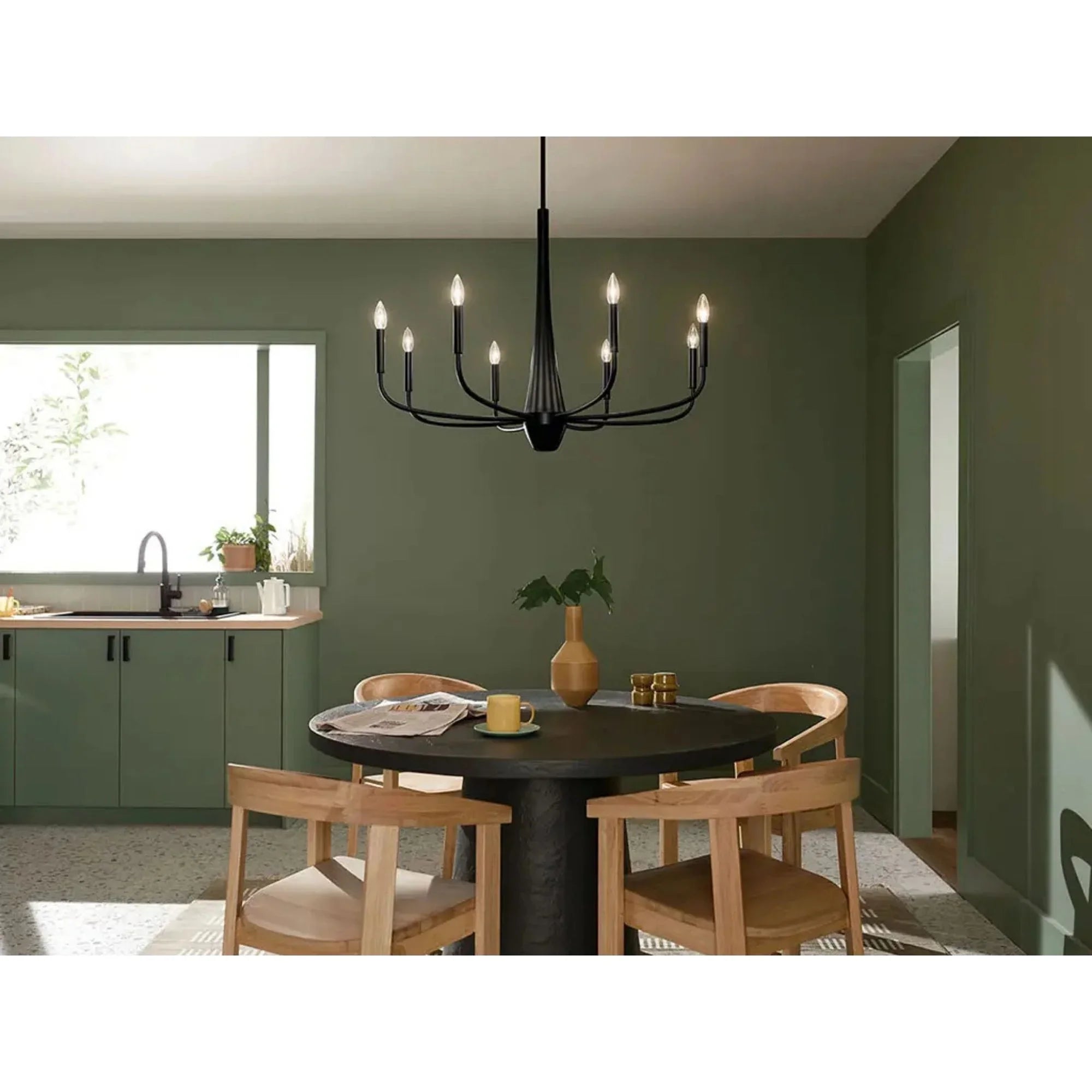 Deela 36" 8-Light Chandelier, Black Finish