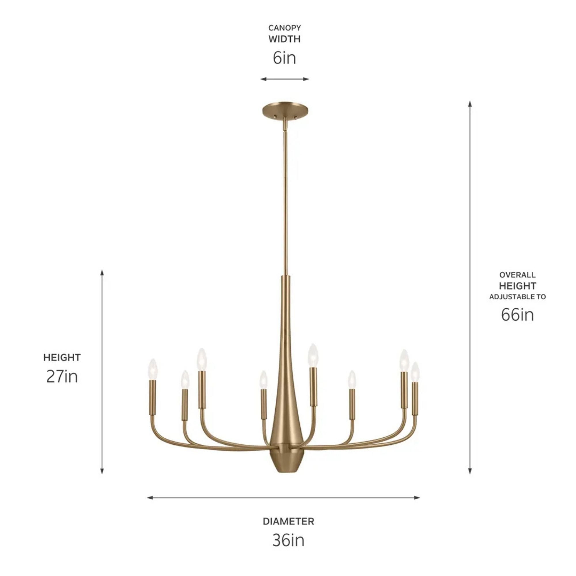 Deela 36" 8-Light Chandelier, Champagne Bronze Finish