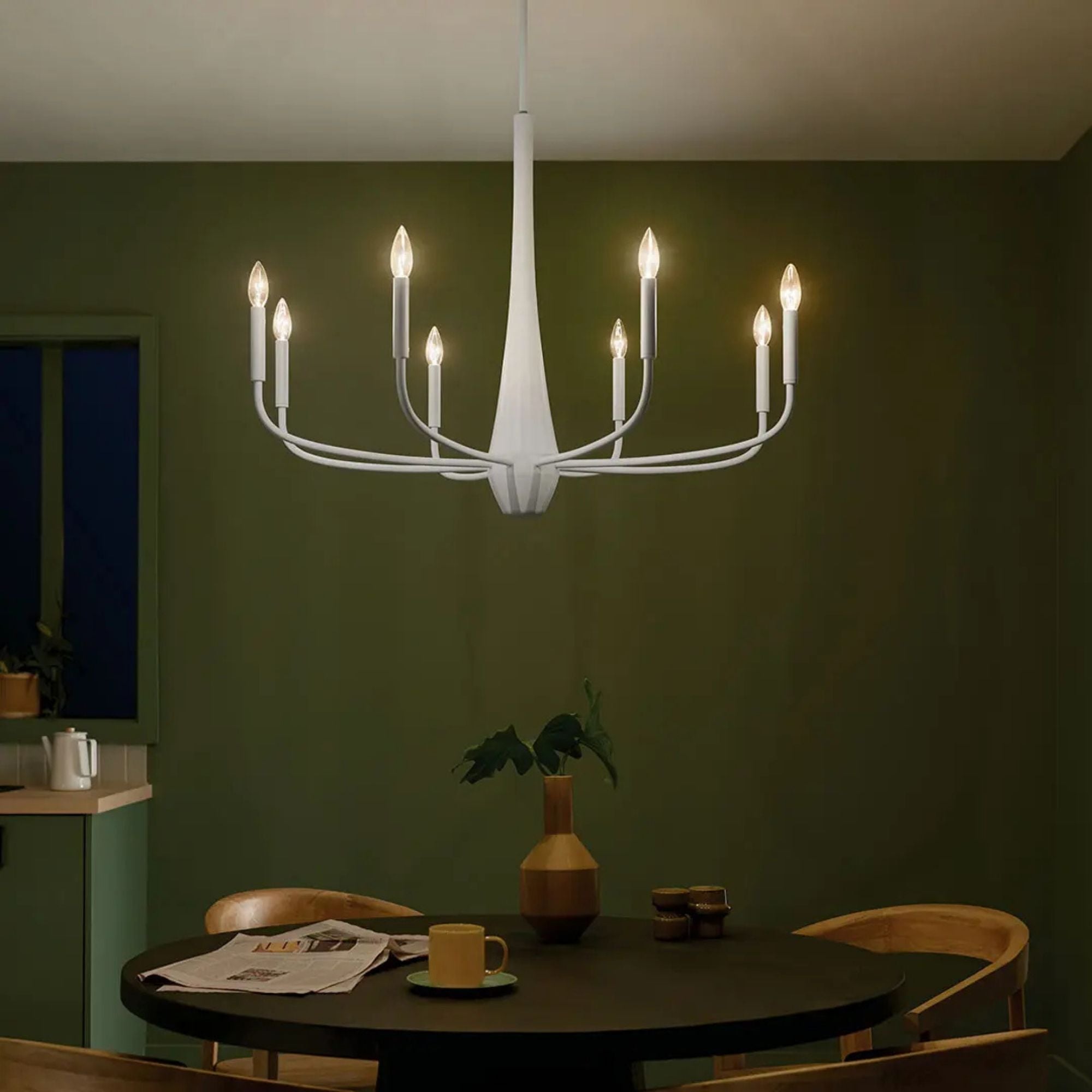 Deela 36" 8-Light Chandelier, White Finish