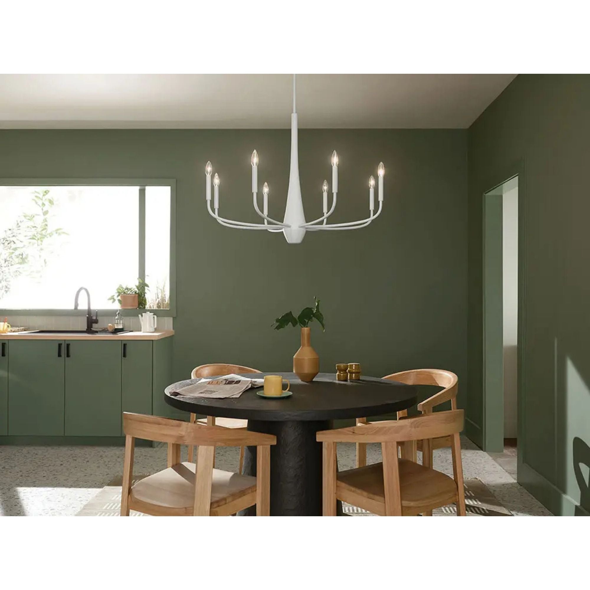 Deela 36" 8-Light Chandelier, White Finish