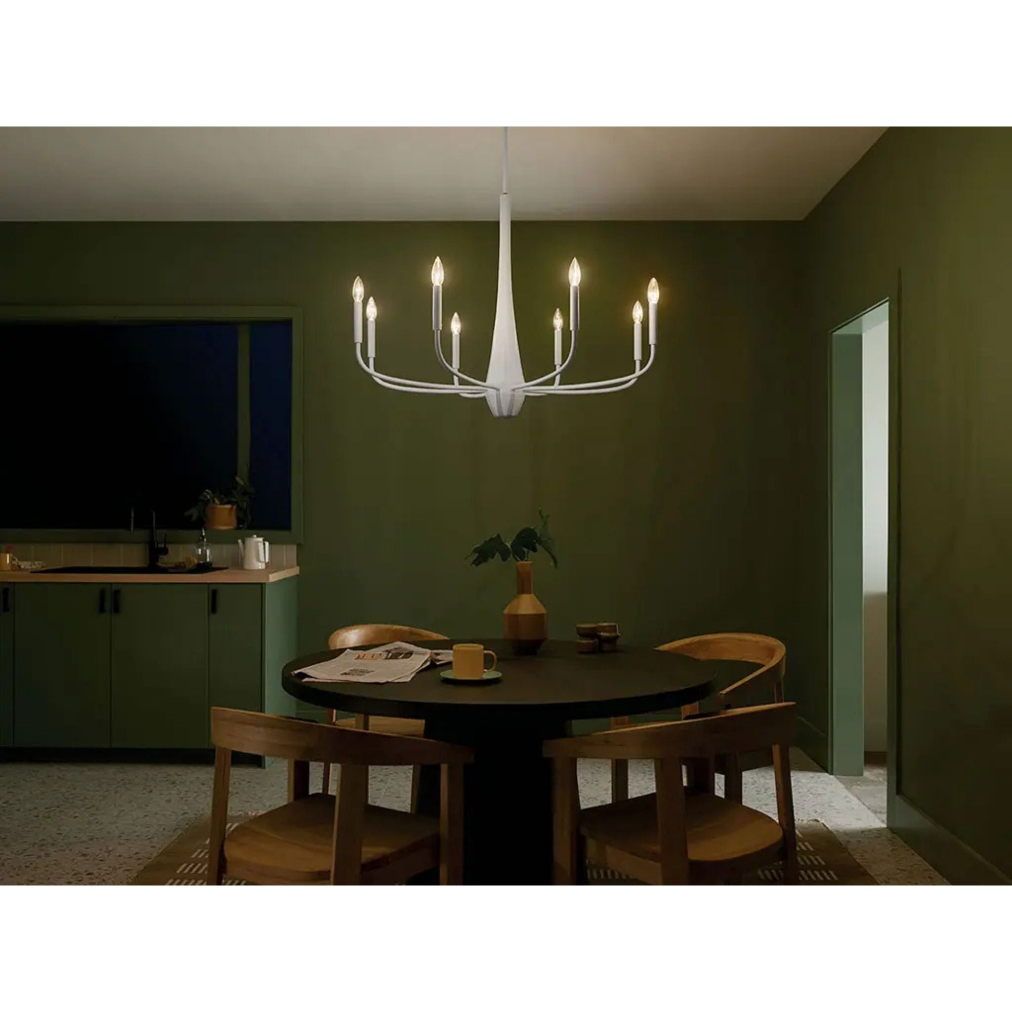 Deela 36" 8-Light Chandelier, White Finish