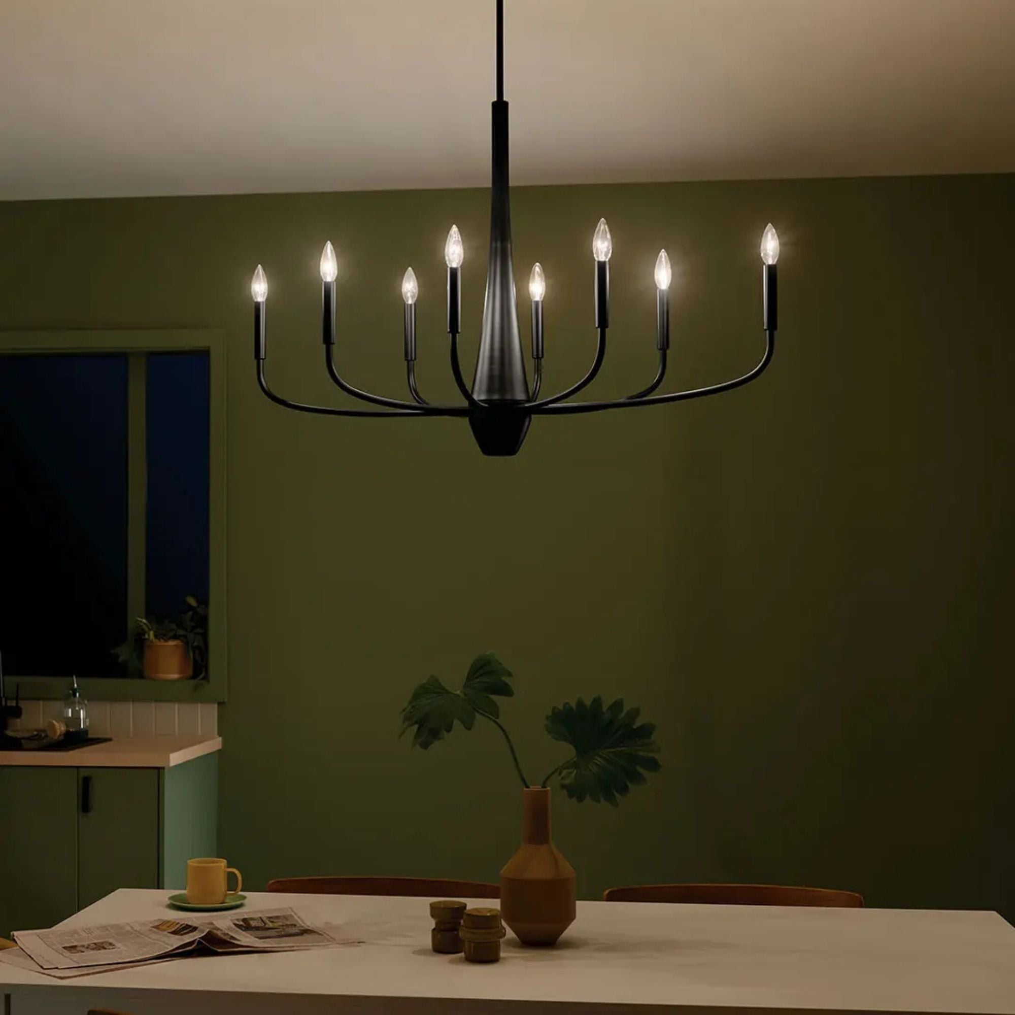 Deela 41" 8-Light Chandelier, Black Finish