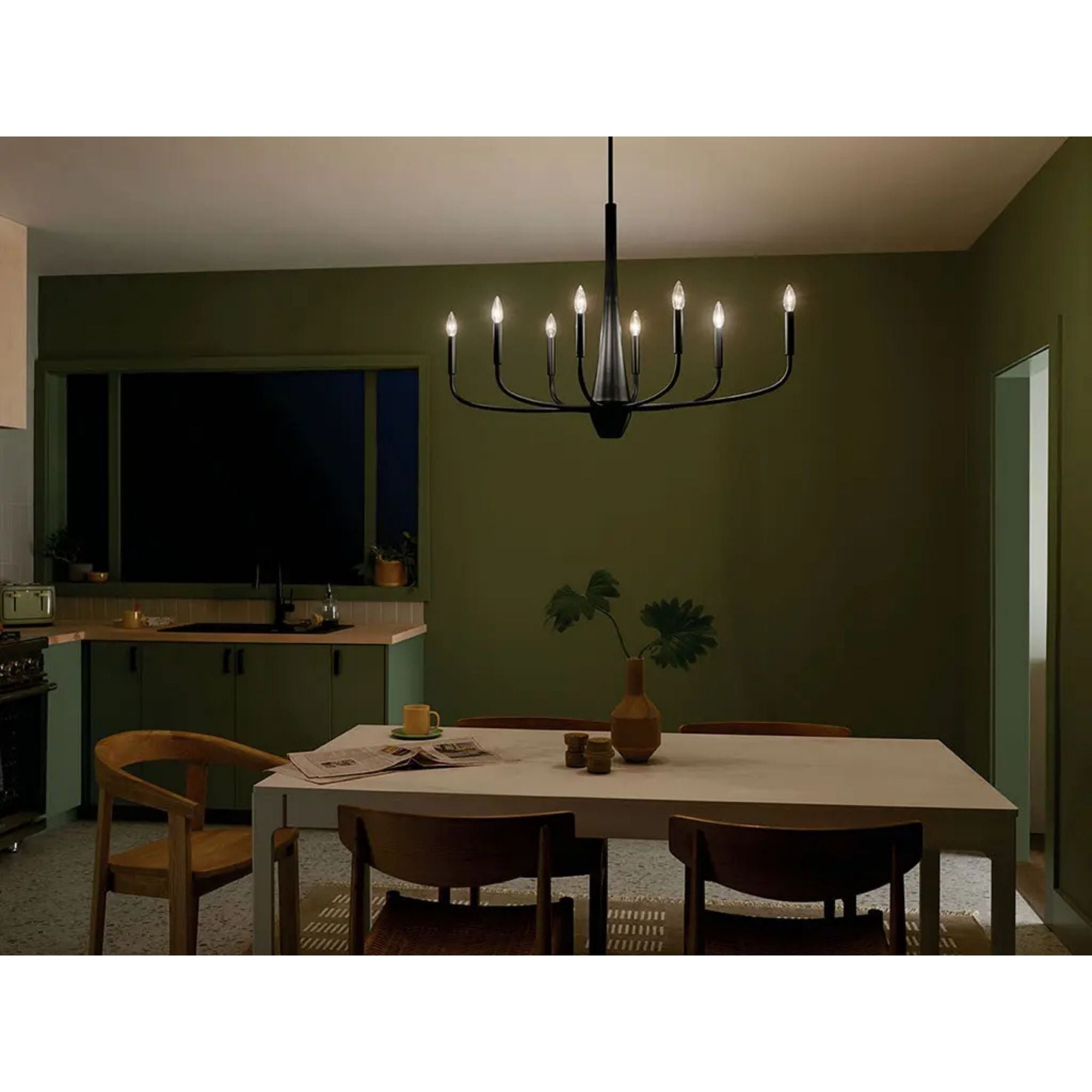 Deela 41" 8-Light Chandelier, Black Finish
