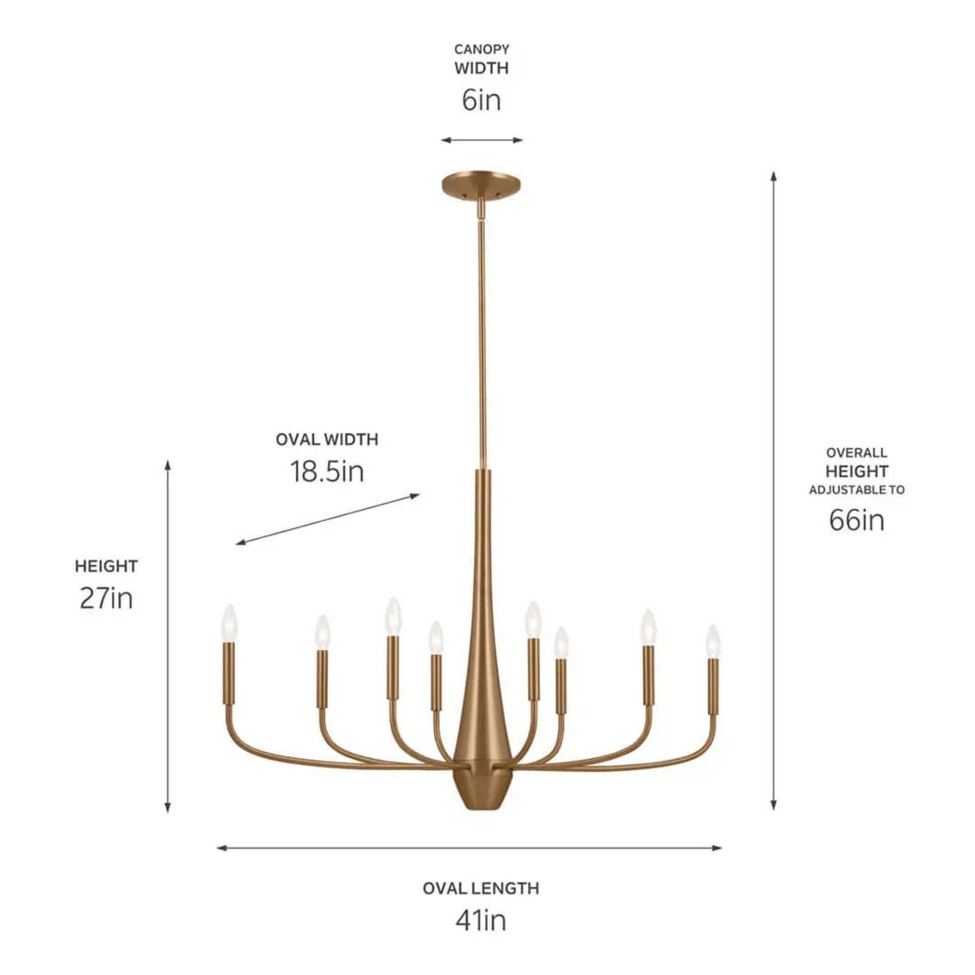 Deela 41" 8-Light Chandelier, Champagne Bronze Finish