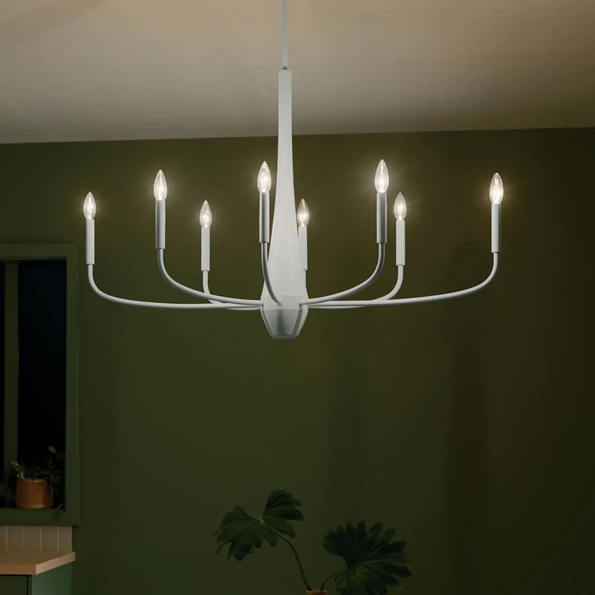 Deela 41" 8-Light Chandelier, White Finish