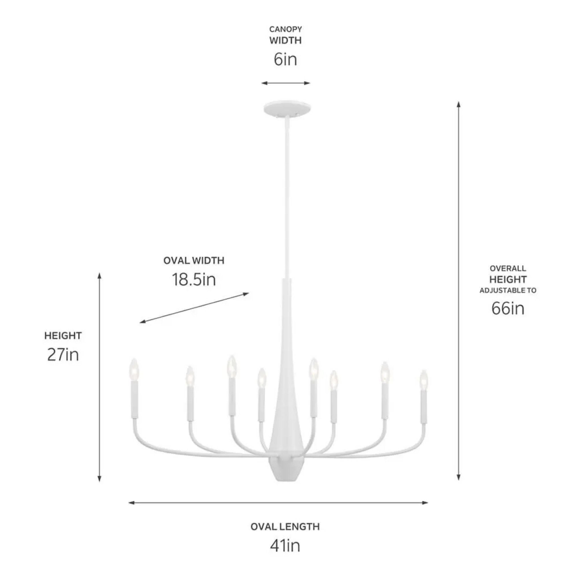 Deela 41" 8-Light Chandelier, White Finish
