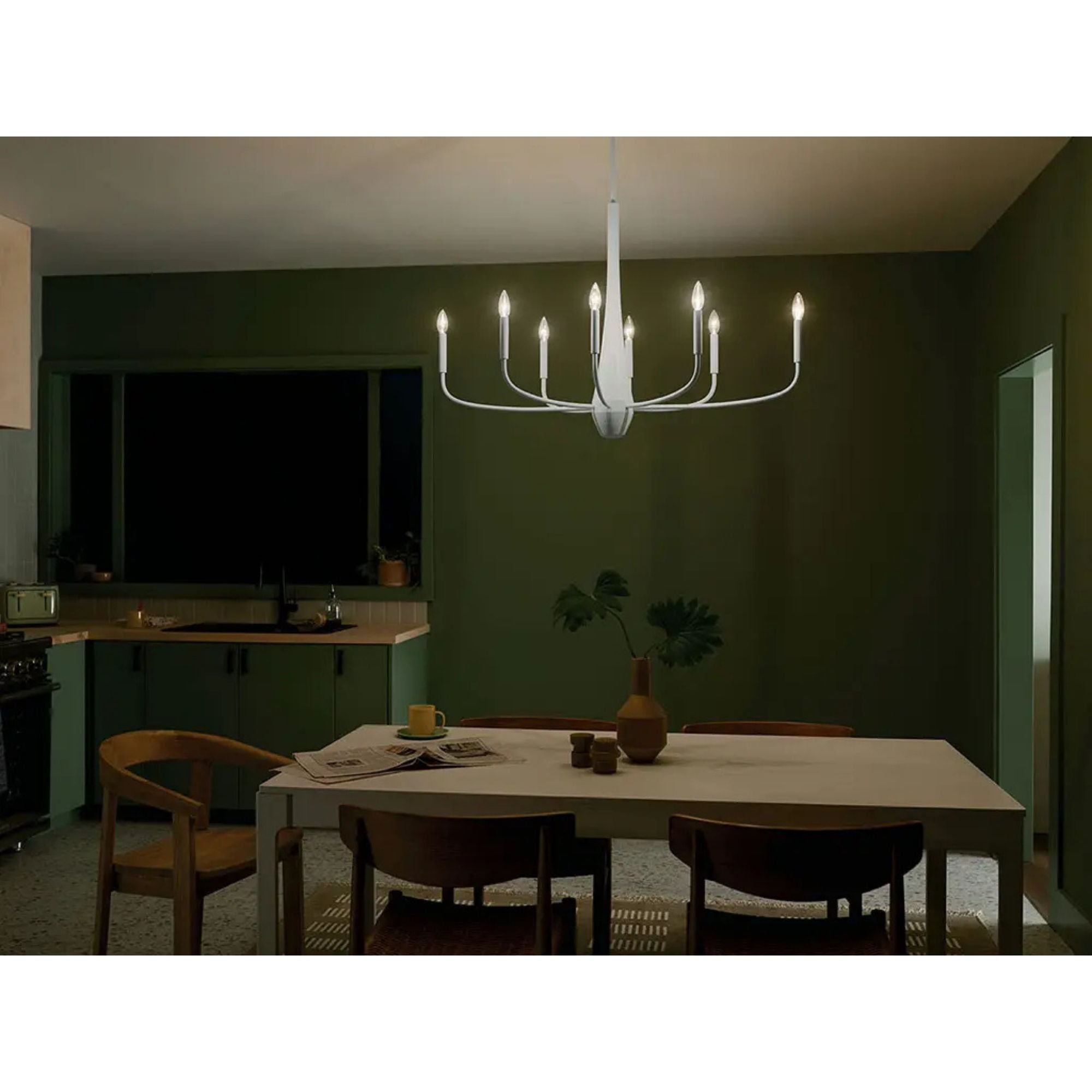 Deela 41" 8-Light Chandelier, White Finish