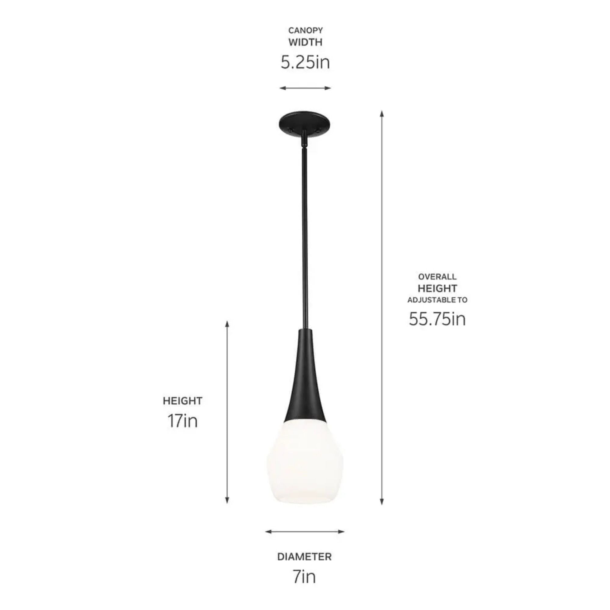 Deela 7" Pendant, Black Finish