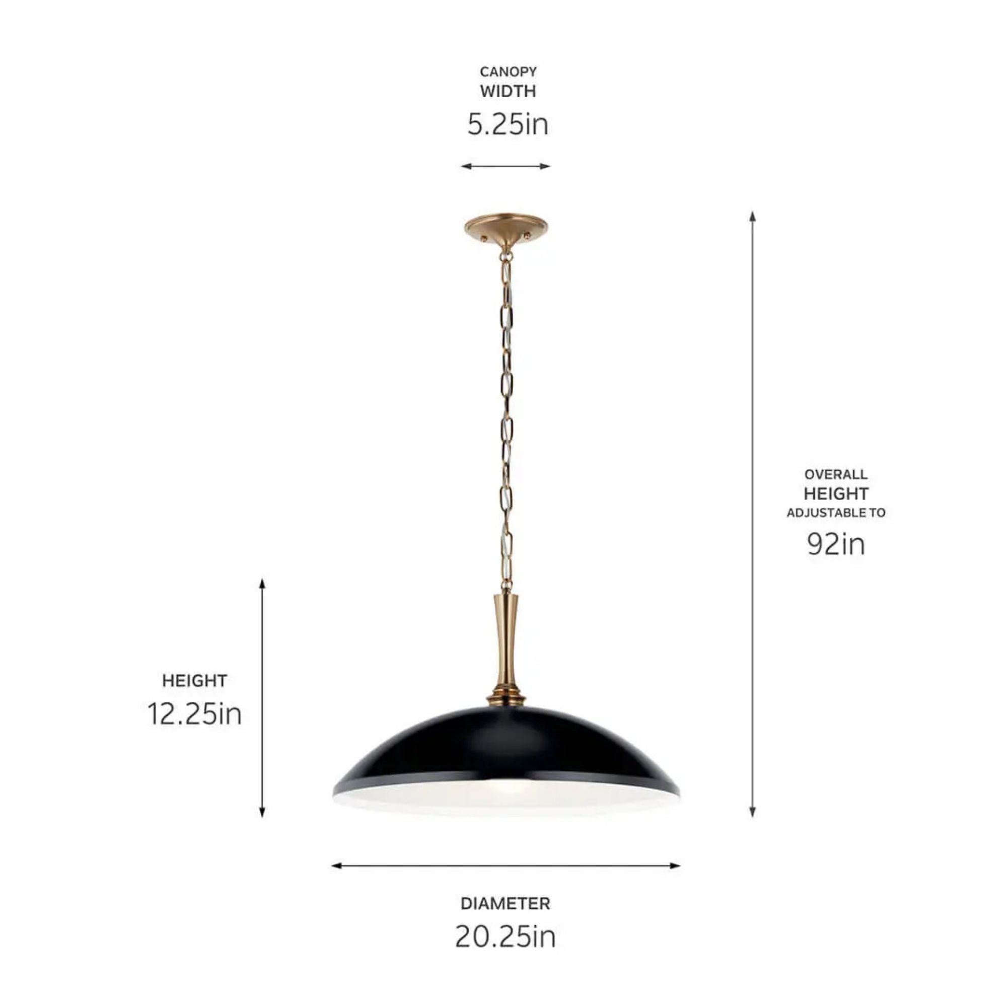 Delarosa 20" Pendant, Black Finish