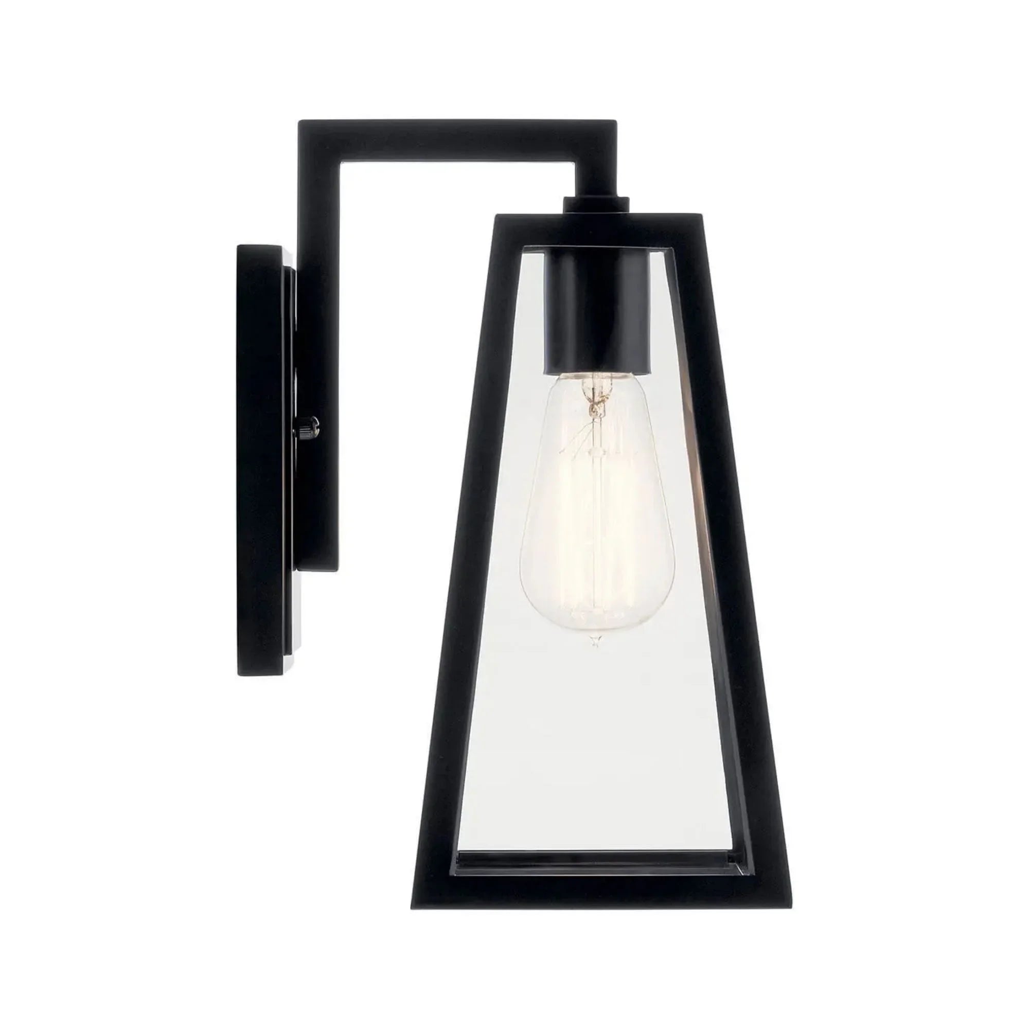 Kichler Delison 11.5 in. Outdoor Sconce, Black with Clear Tempered Glass