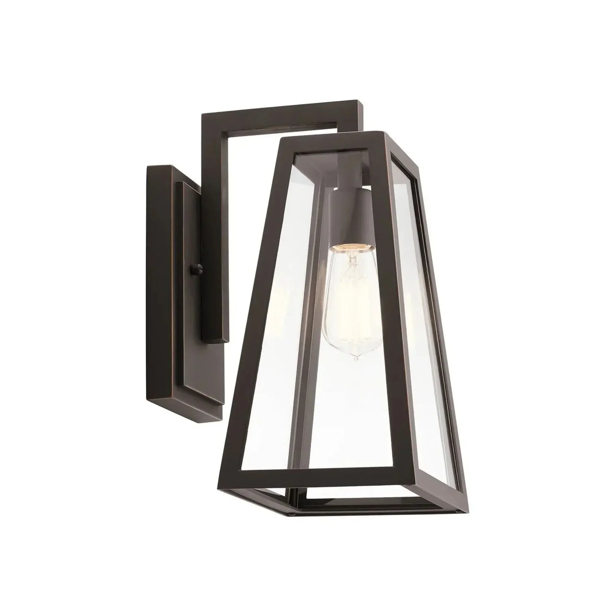 Kichler Delison 14 in. Outdoor Sconce, Rubbed Bronze with Clear Tempered Glass
