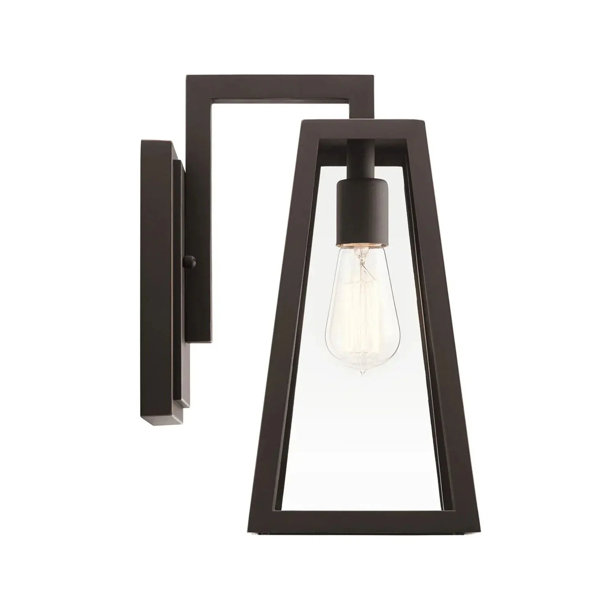Kichler Delison 14 in. Outdoor Sconce, Rubbed Bronze with Clear Tempered Glass