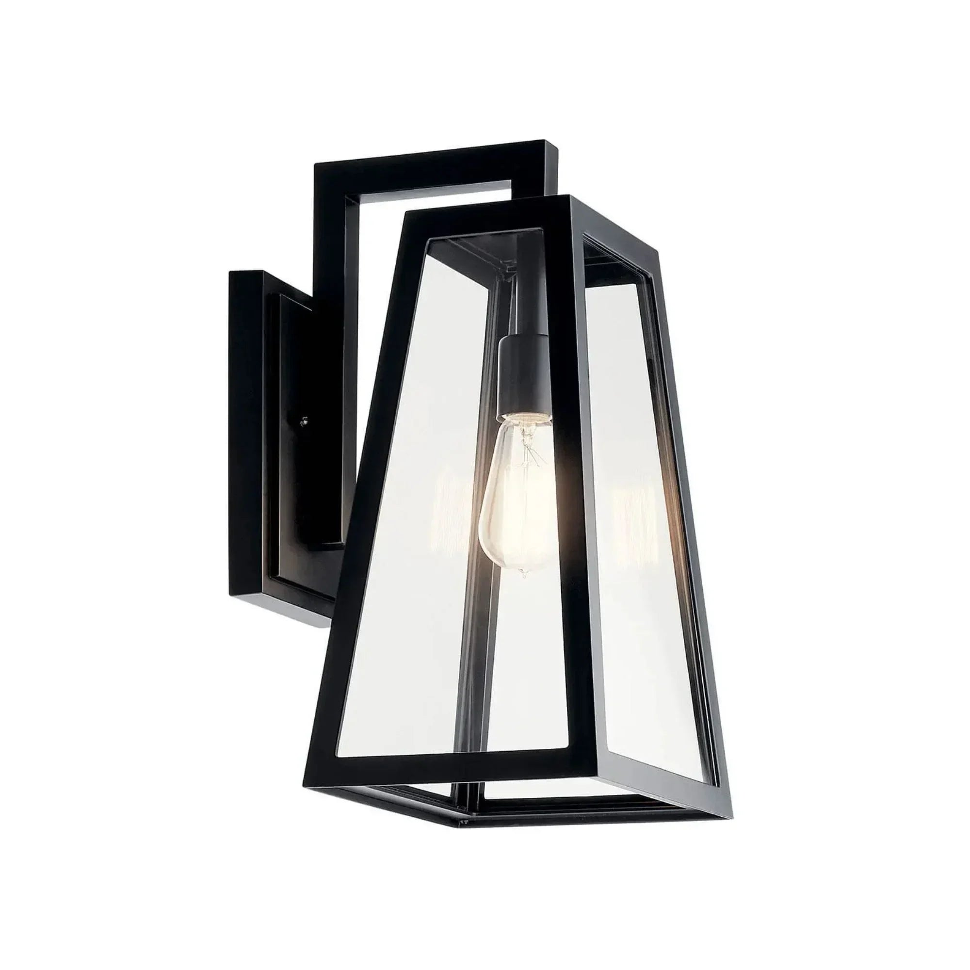 Kichler Delison 16.75 in. Outdoor Sconce, Black with Clear Tempered Glass