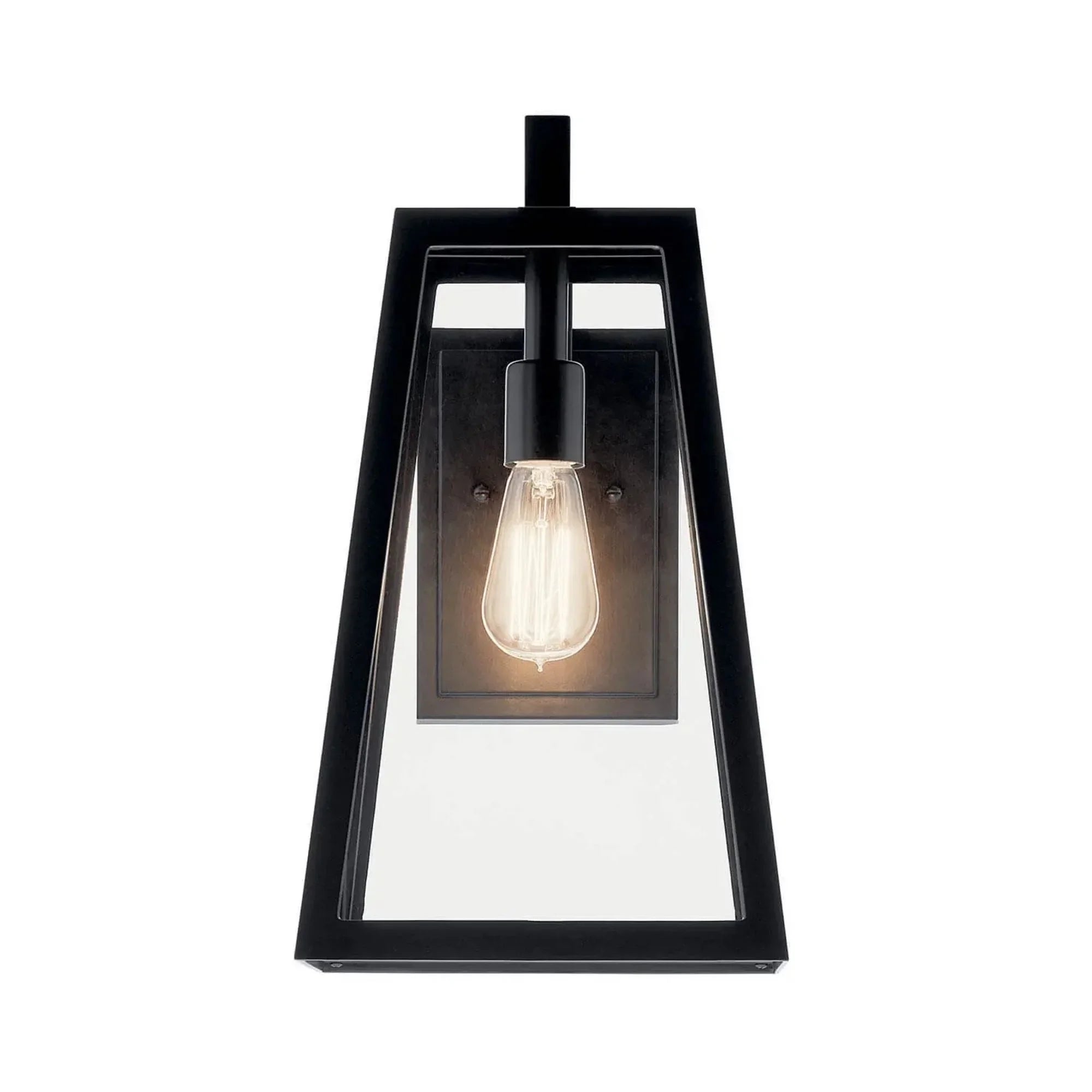 Kichler Delison 16.75 in. Outdoor Sconce, Black with Clear Tempered Glass