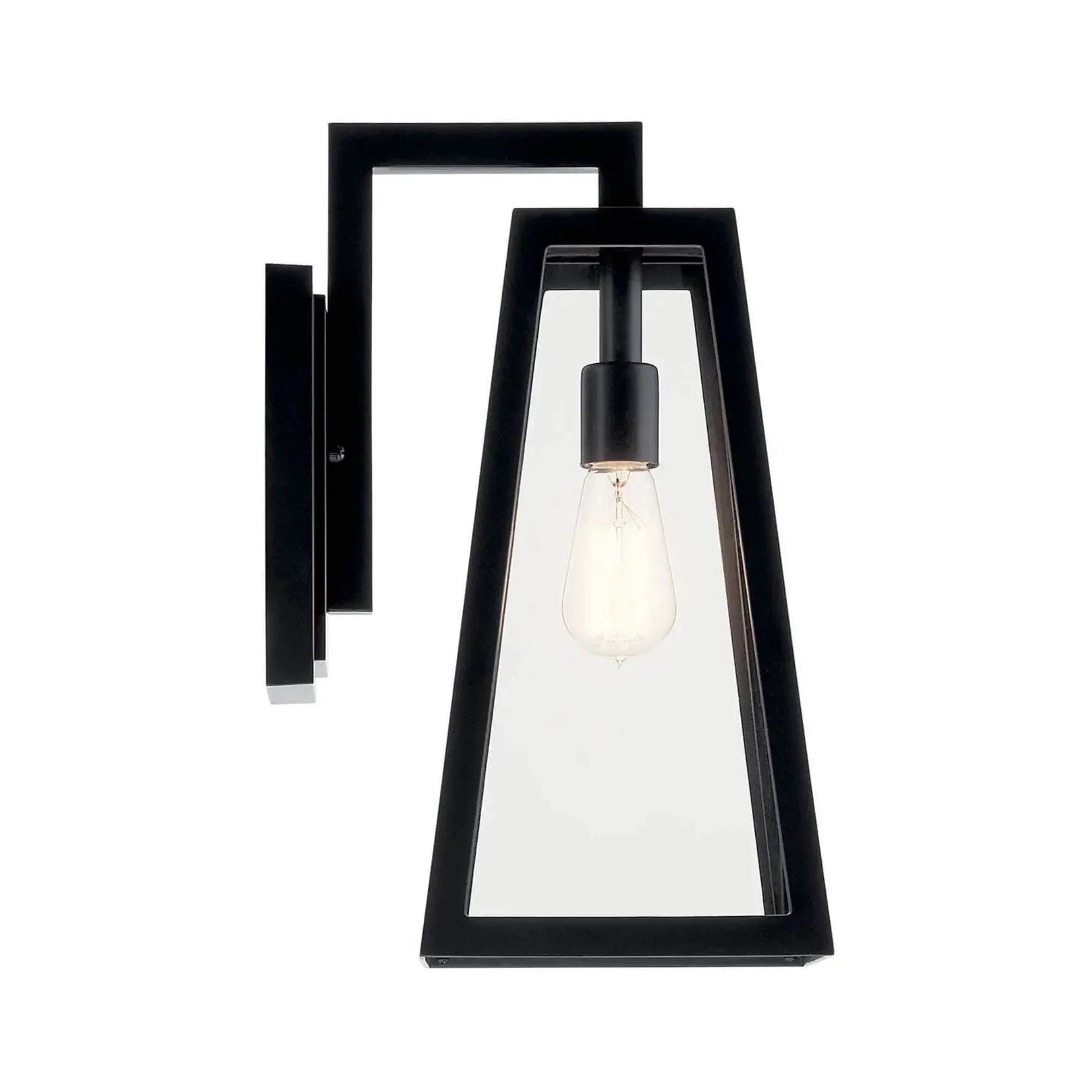 Kichler Delison 16.75 in. Outdoor Sconce, Black with Clear Tempered Glass