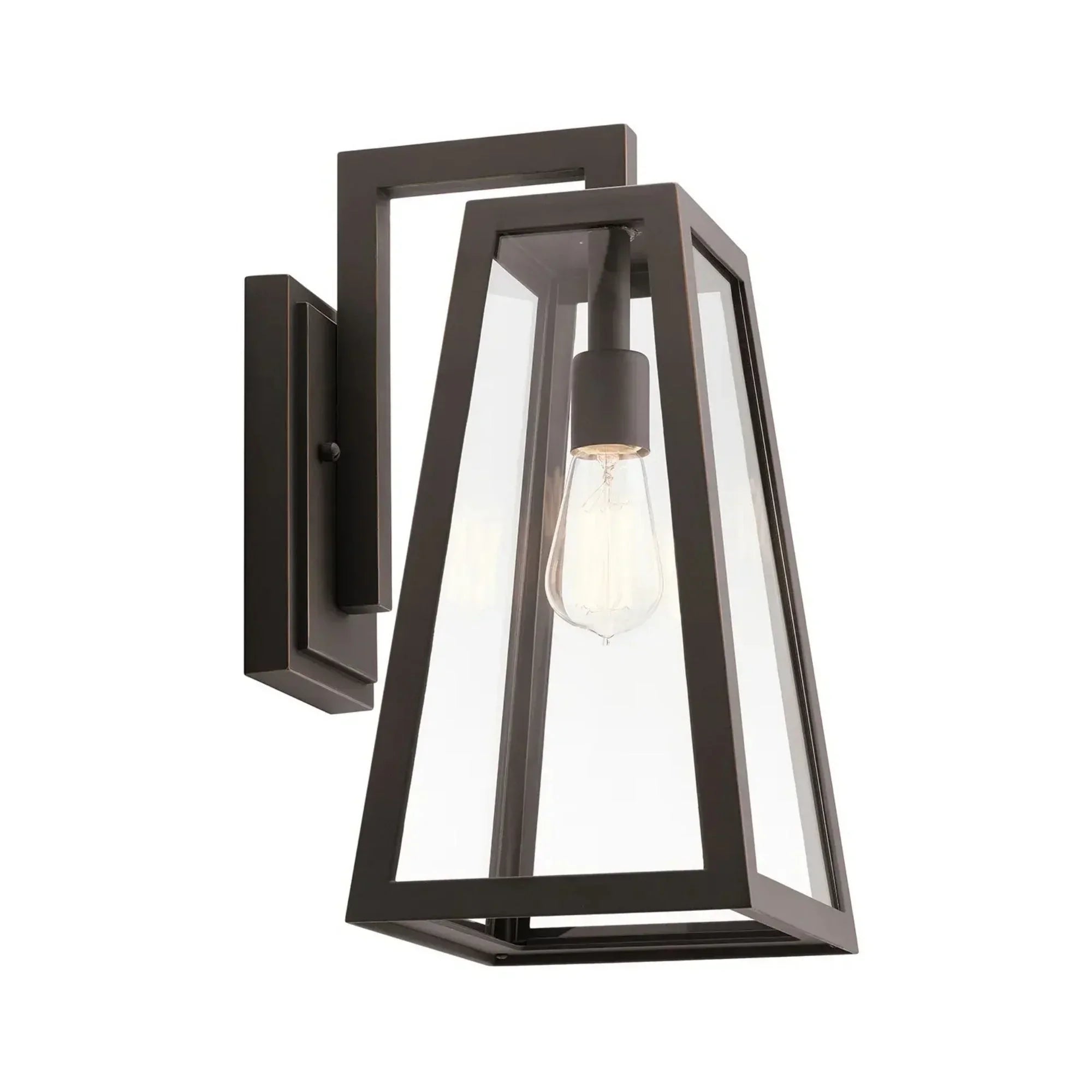 Kichler Delison 16.75 in. Outdoor Sconce, Rubbed Bronze with Clear Tempered Glass