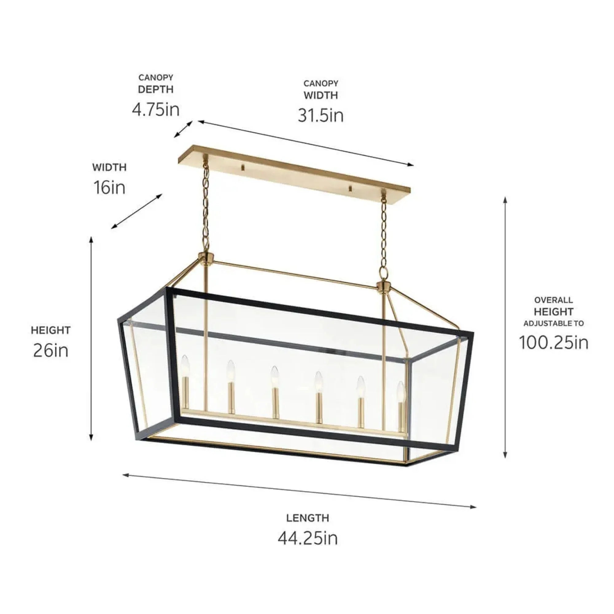 Kichler Delvin 44.25 in. 6-Light Chandelier, Champagne Bronze & Black