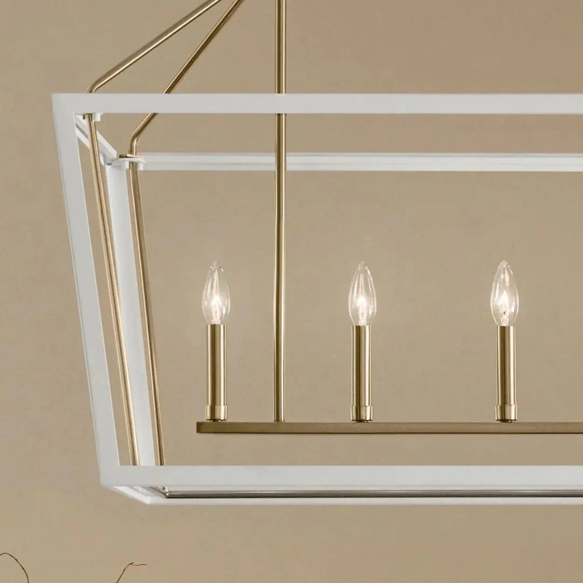 Kichler Delvin 44.25 in. 6-Light Chandelier, Champagne Bronze & White