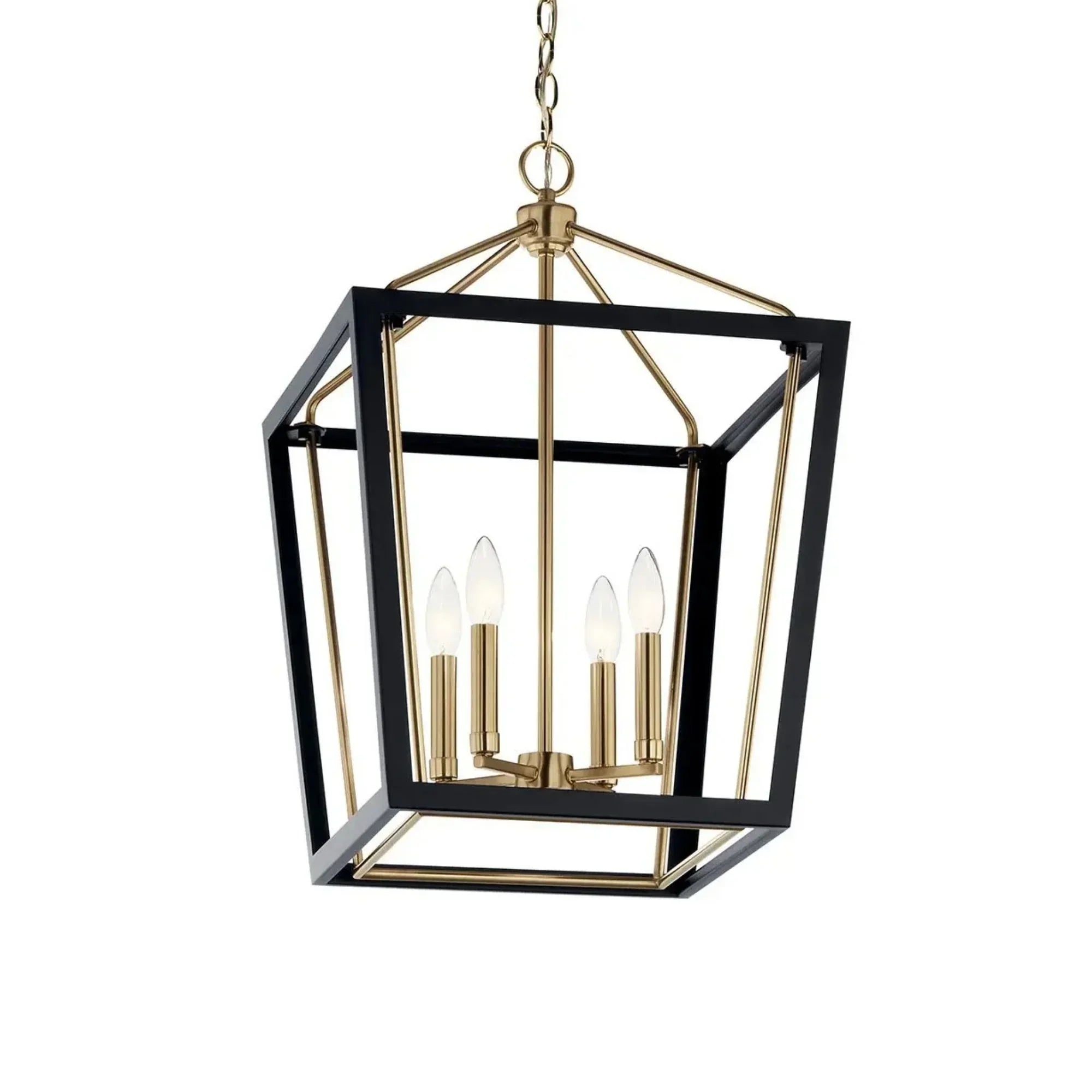 Kichler Delvin 24 in. 4-Light Pendant, Champagne Bronze & Black