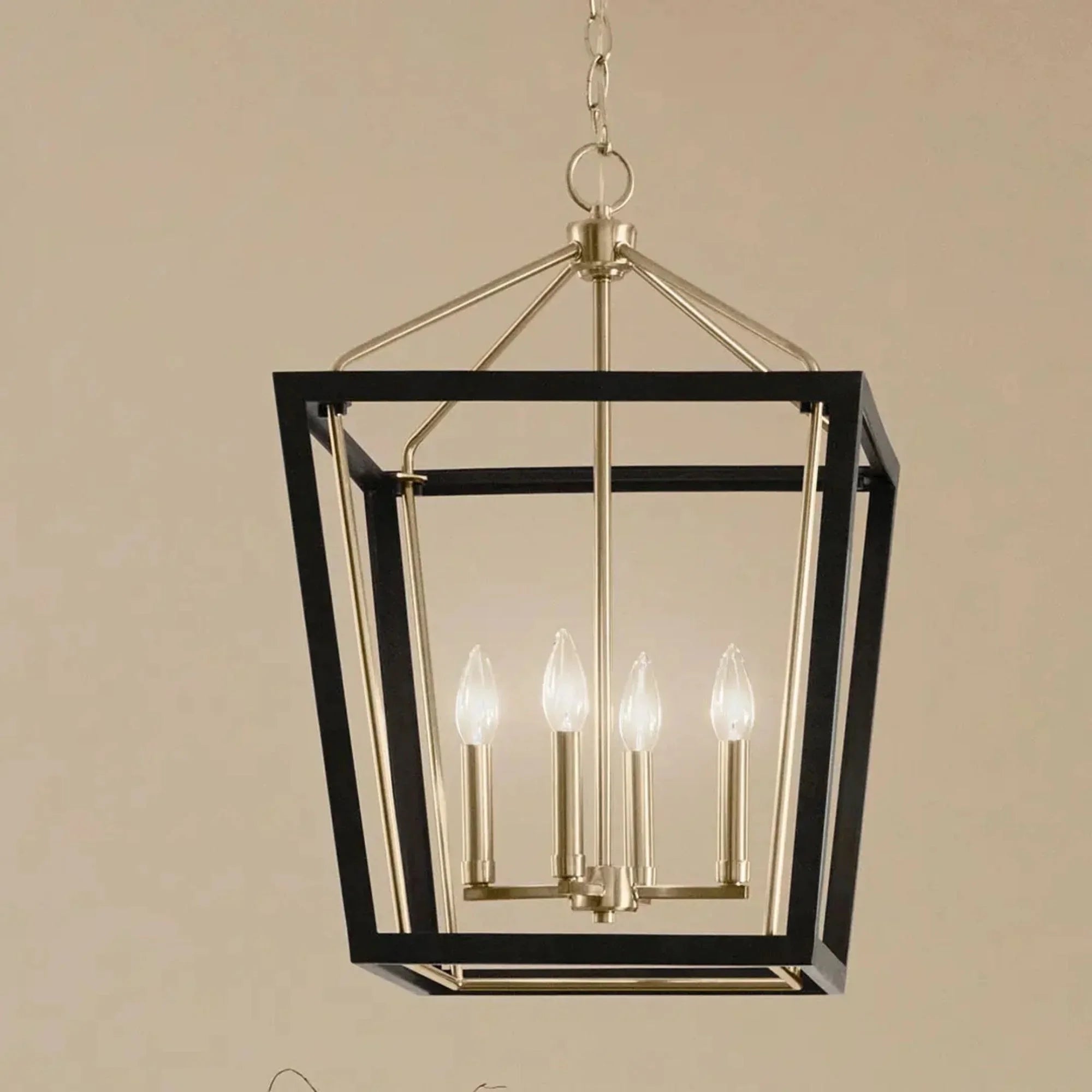 Kichler Delvin 24 in. 4-Light Pendant, Champagne Bronze & Black