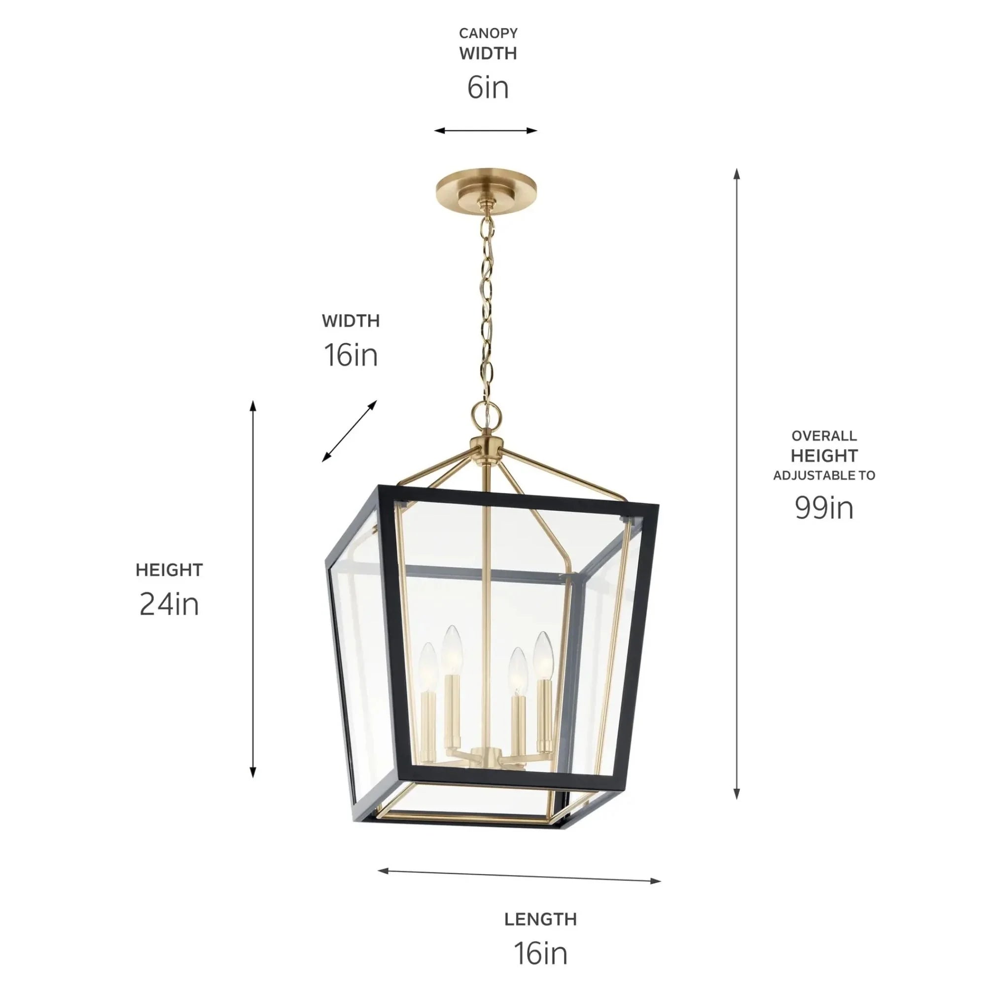 Kichler Delvin 24 in. 4-Light Pendant, Champagne Bronze & Black