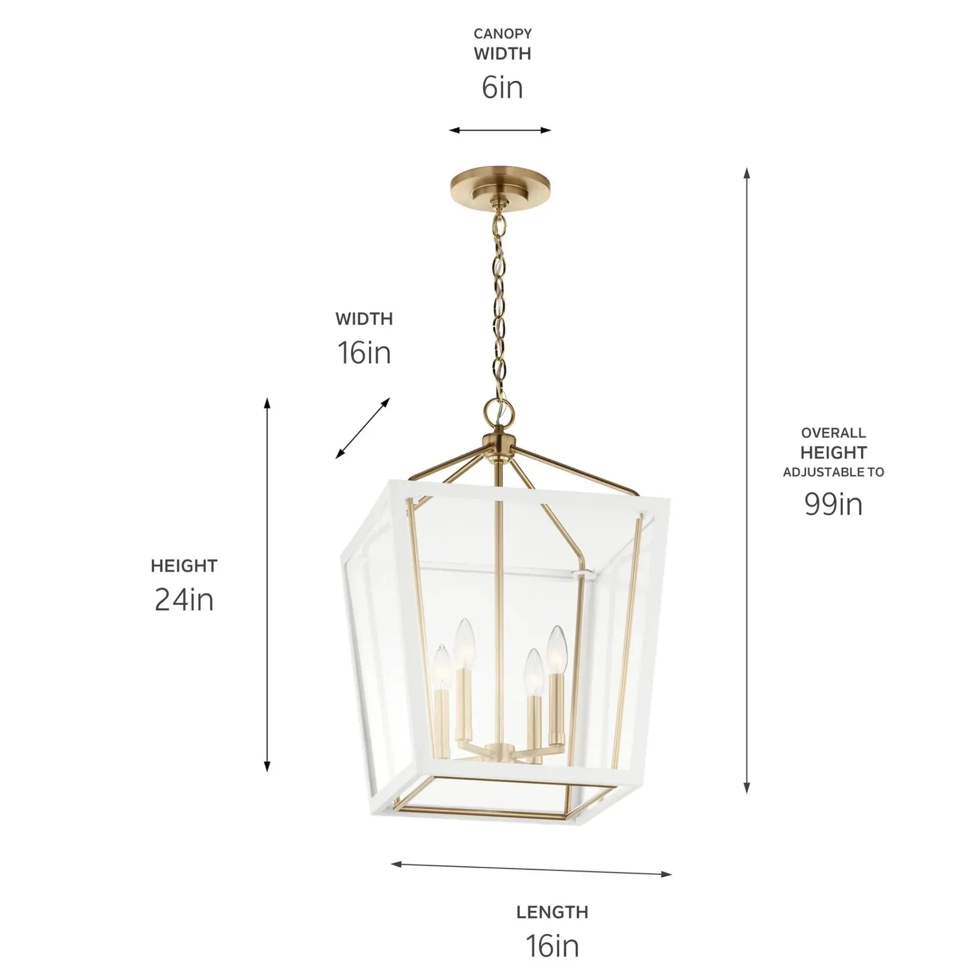 Kichler Delvin 24 in. 4-Light Pendant, Champagne Bronze with Clear Glass