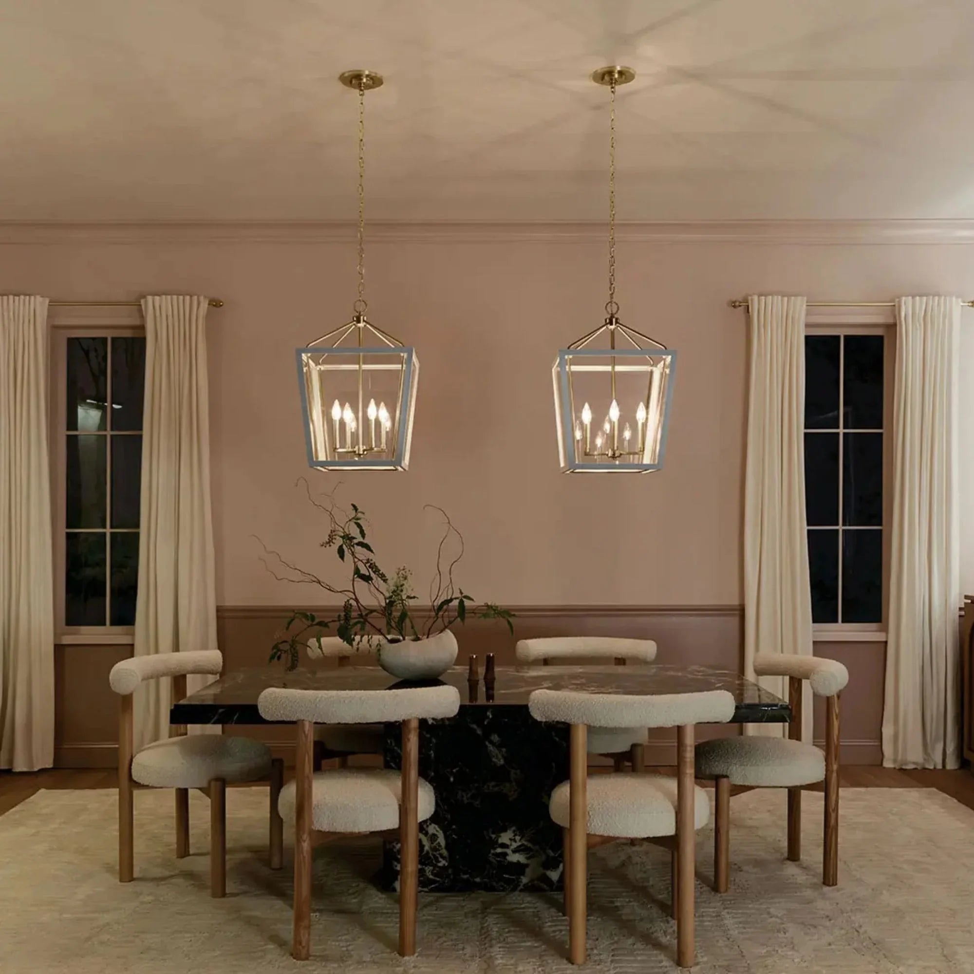 Kichler Delvin 24 in. 4-Light Pendant, Champagne Bronze with Clear Glass