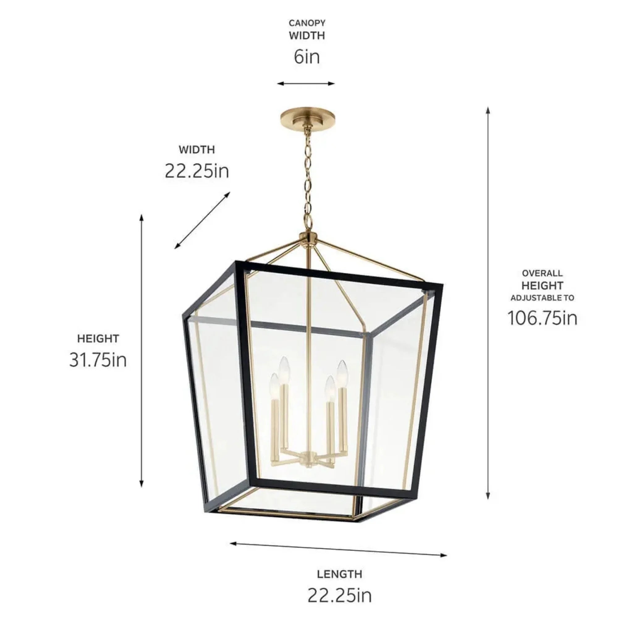 Kichler Delvin 31.75 in. 4-Light Pendant, Champagne Bronze & Black