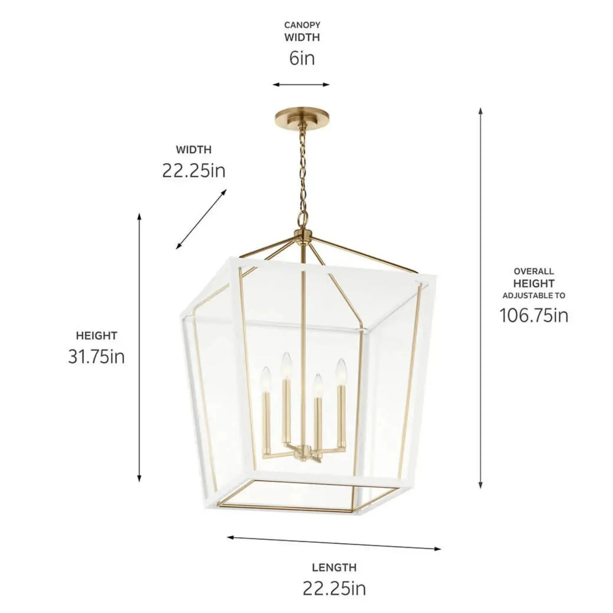 Kichler Delvin 31.75 in. 4-Light Pendant, Champagne Bronze & Clear Glass