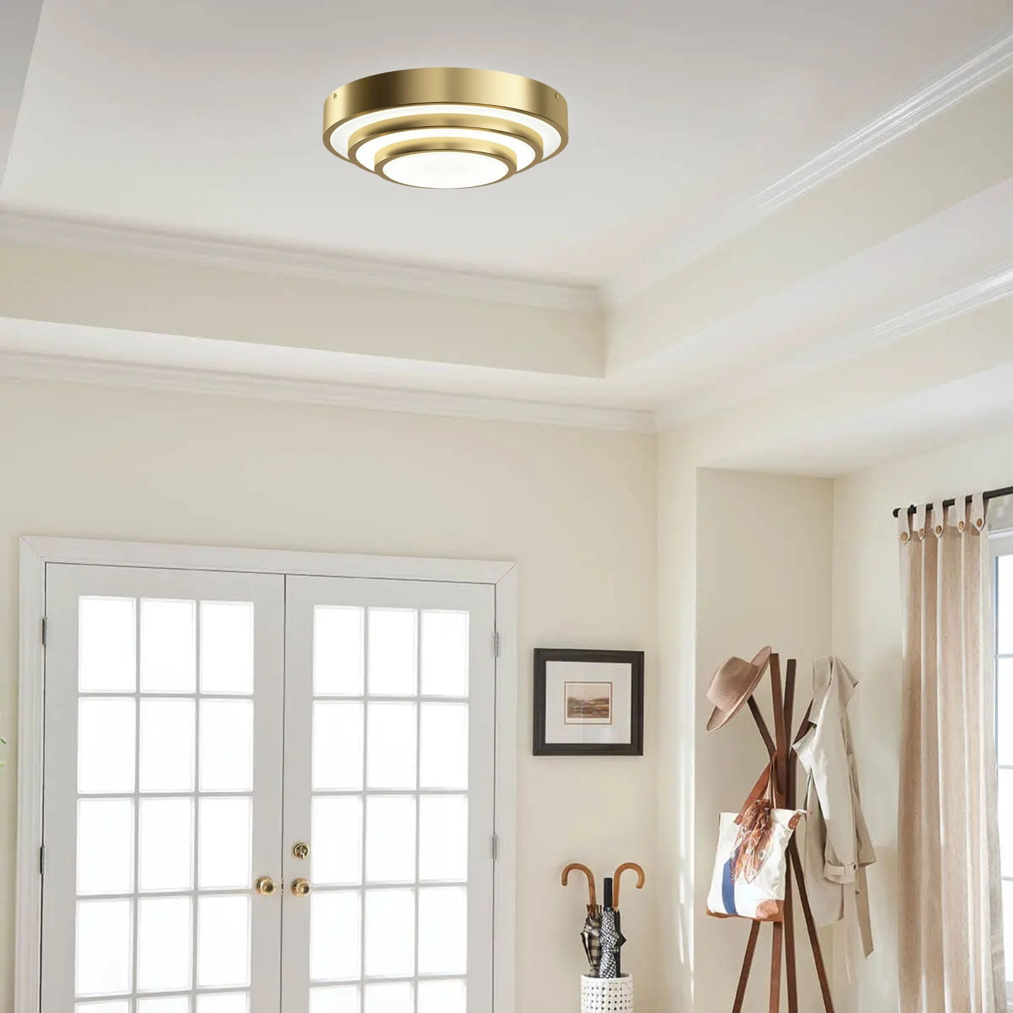 Dombard 14" LED Flush Mount, Champagne Gold Finish