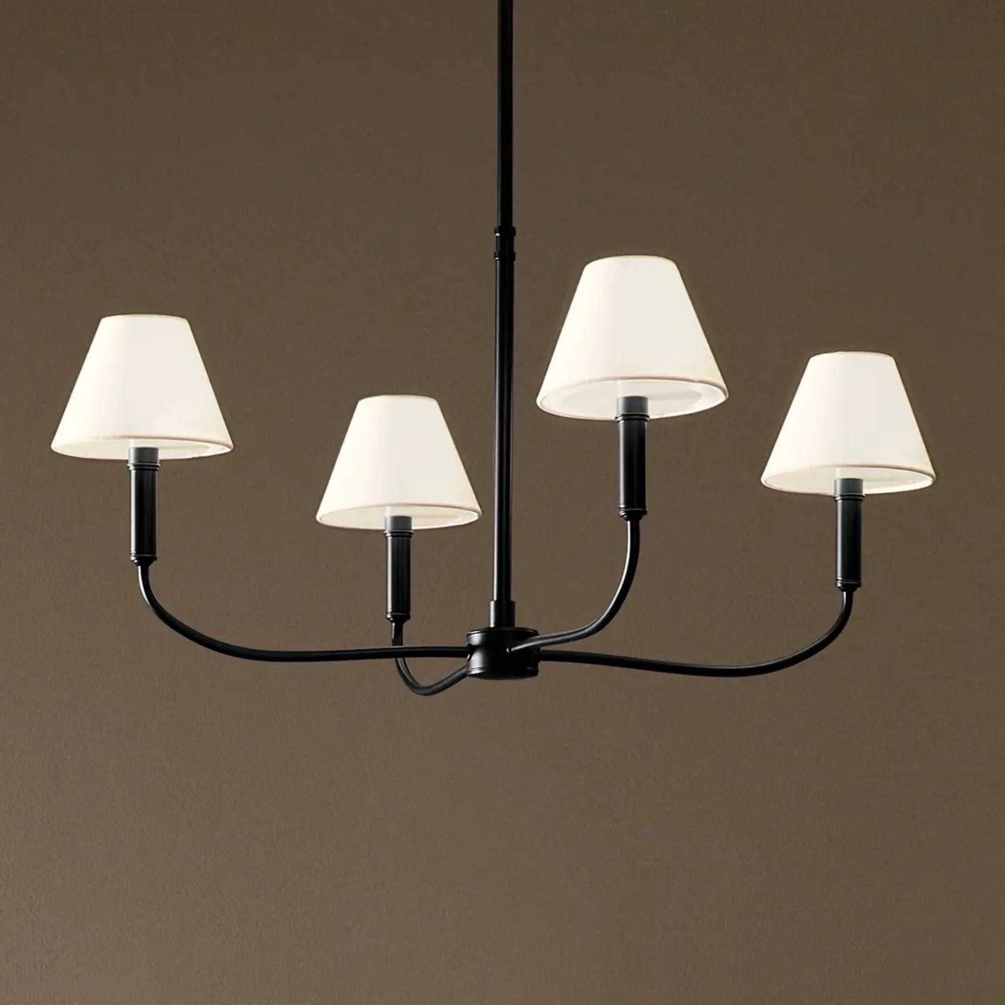 Kichler Eadie 30.75 in. 4-Light Chandelier, Black with Fabric Tapered Shade