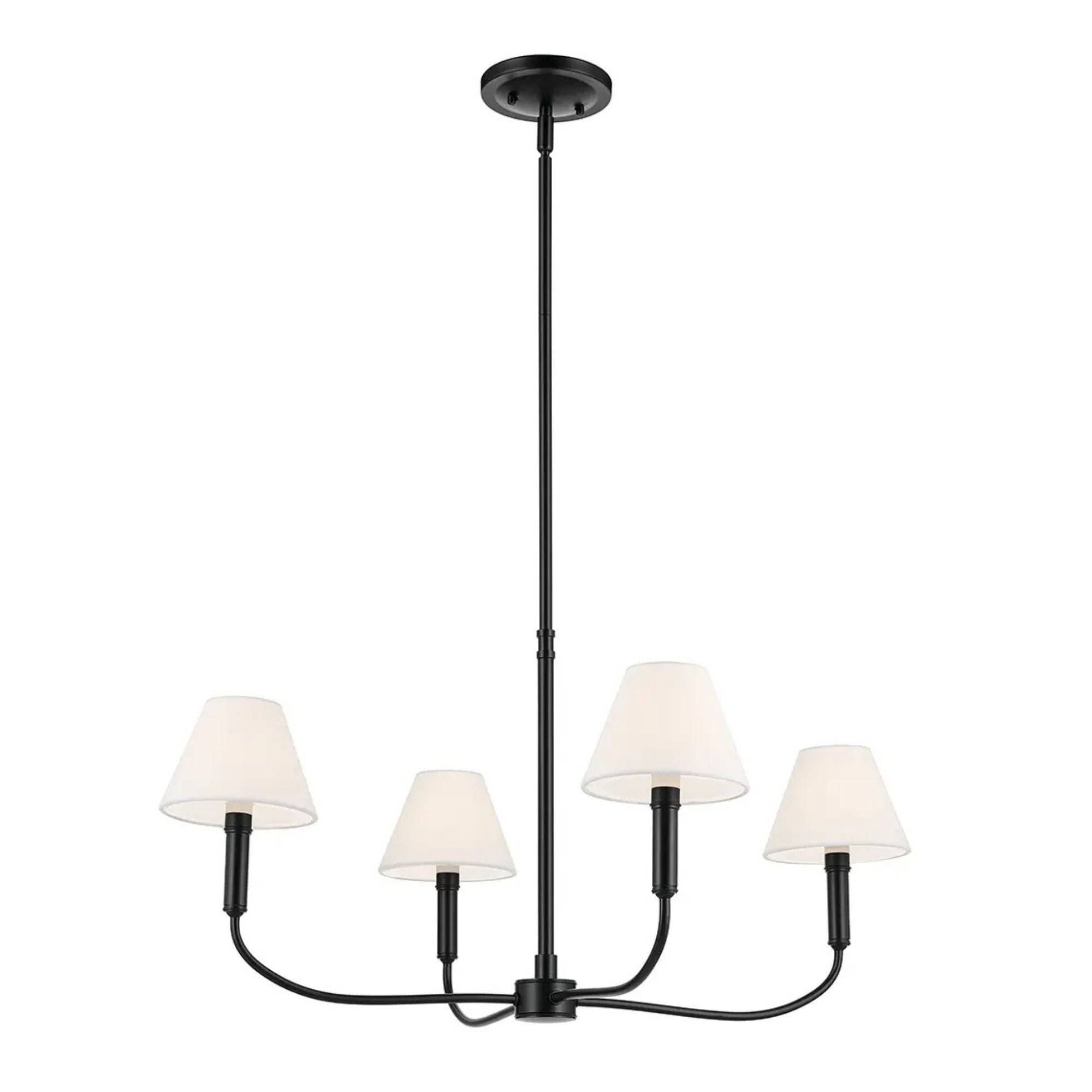 Kichler Eadie 30.75 in. 4-Light Chandelier, Black with Fabric Tapered Shade