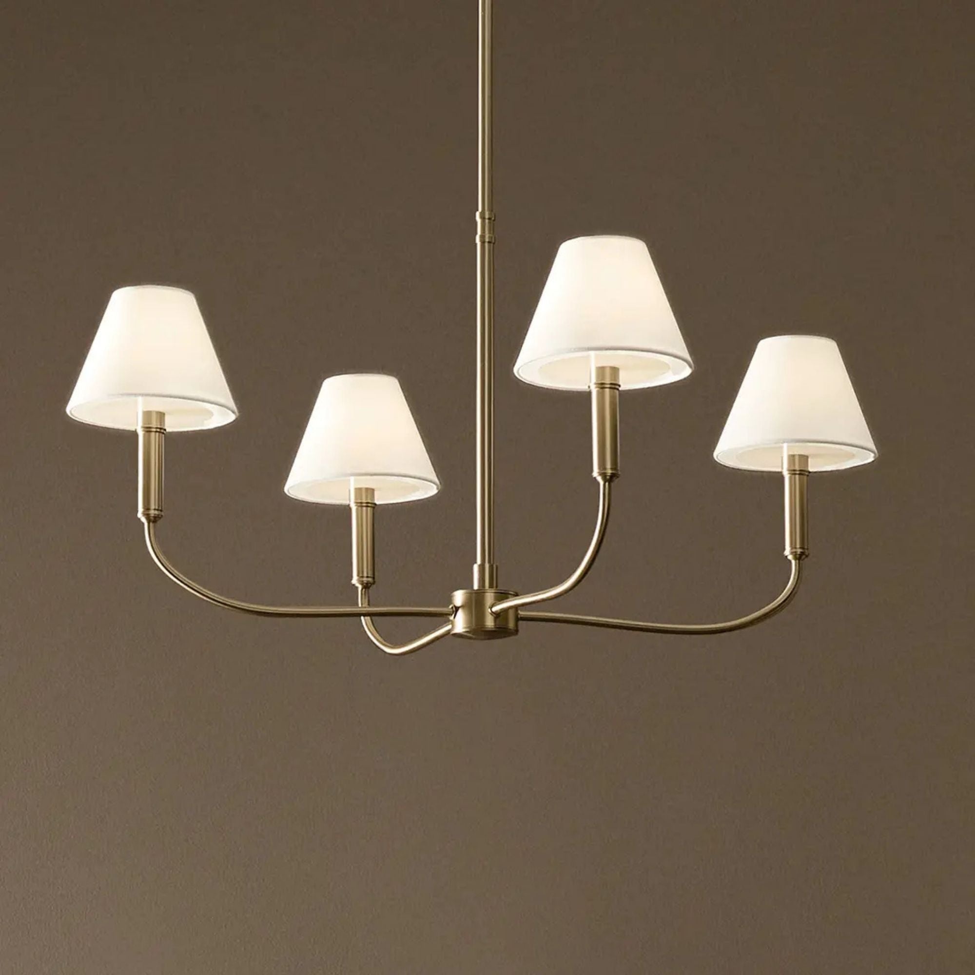 Kichler Eadie 30.75 in. 4-Light Chandelier, Champagne Bronze with Fabric Tapered Shade