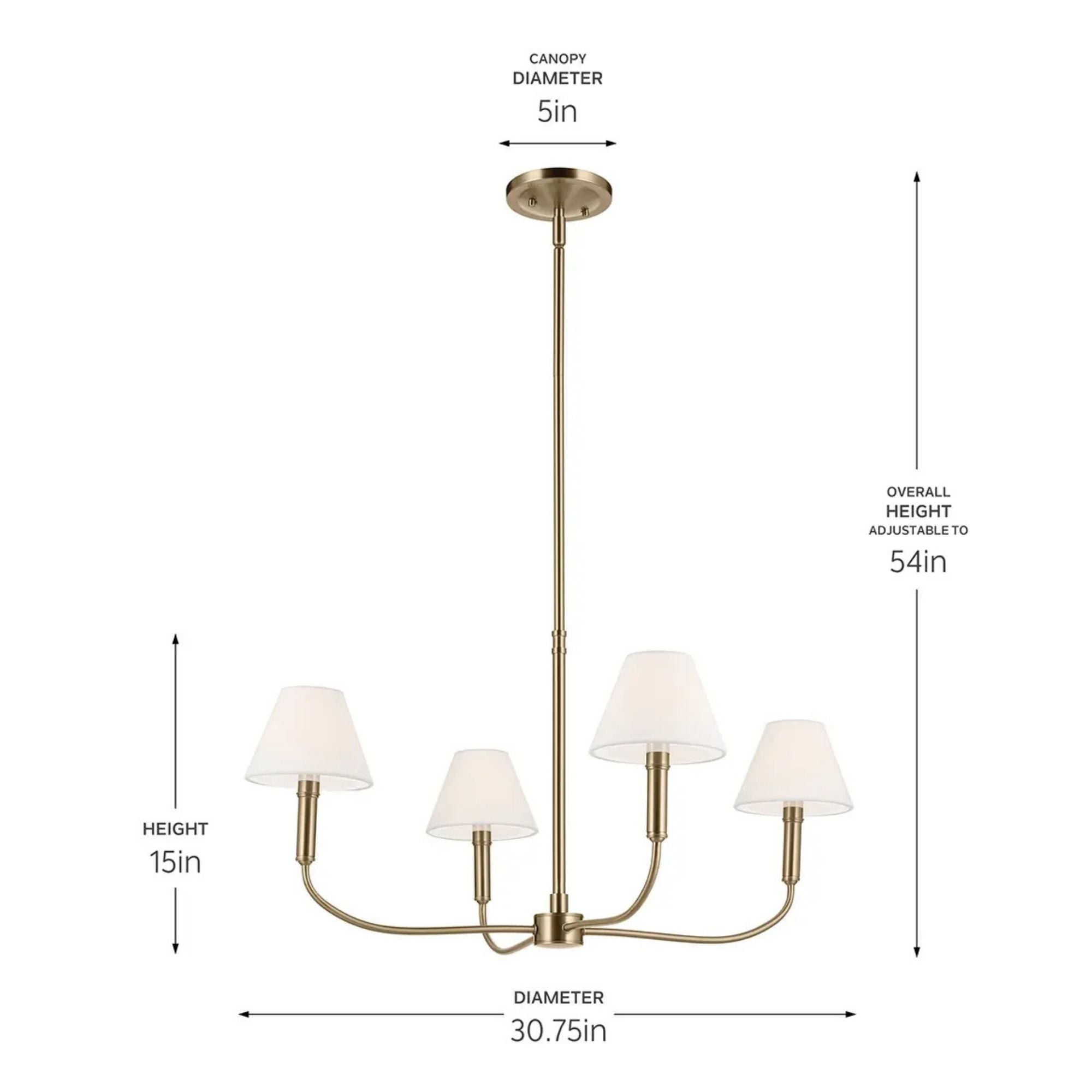 Kichler Eadie 30.75 in. 4-Light Chandelier, Champagne Bronze with Fabric Tapered Shade