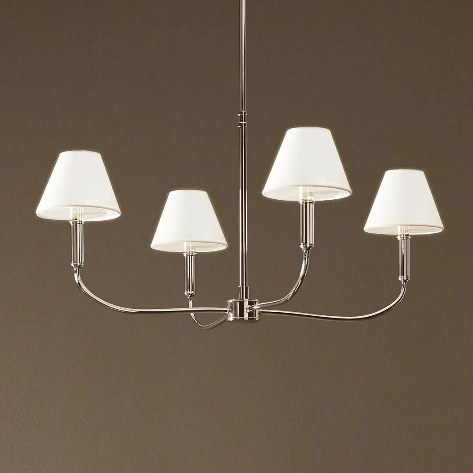 Kichler Eadie 30.75 in. 4-Light Chandelier, Polished Nickel with Fabric Tapered Shade