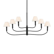 Kichler Eadie 41 in. 6-Light Chandelier, Black & Champagne Bronze with Fabric Tapered Shade