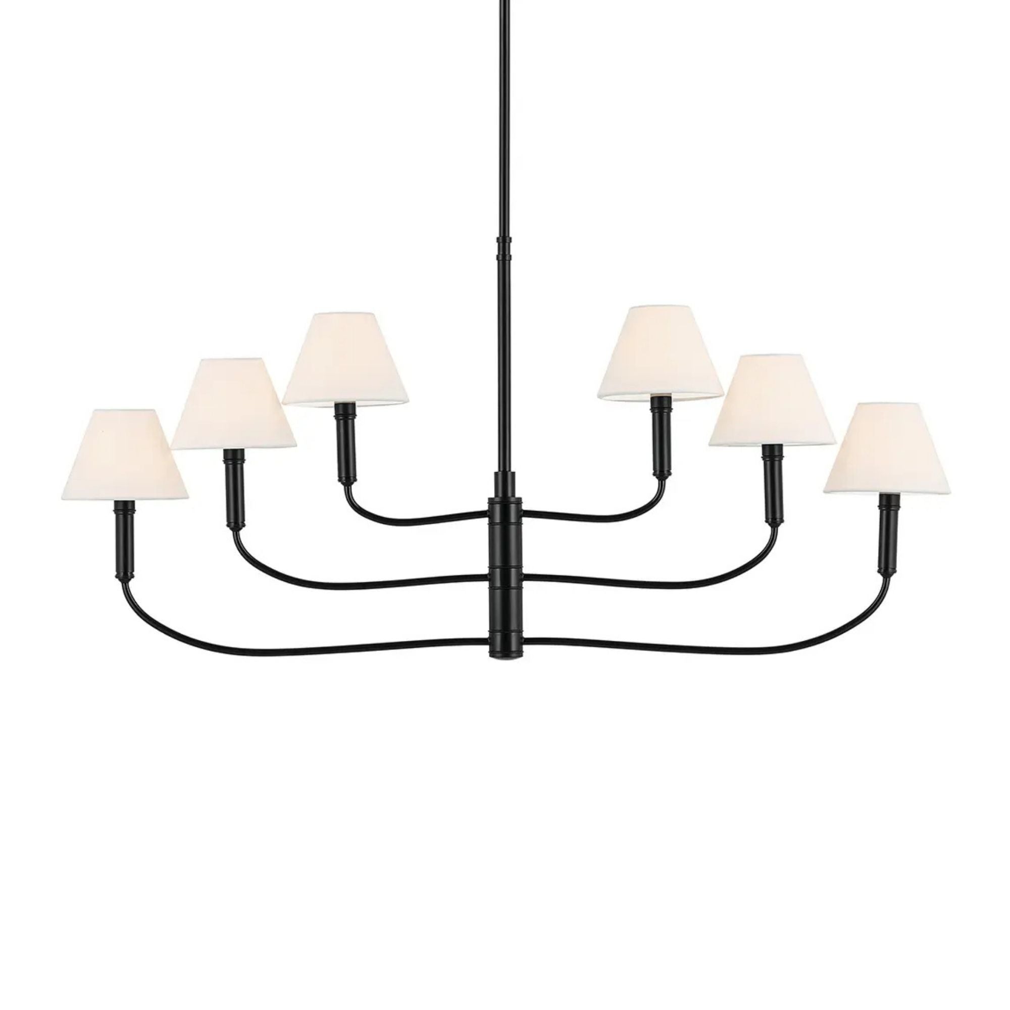 Kichler Eadie 41 in. 6-Light Chandelier, Black & Champagne Bronze with Fabric Tapered Shade