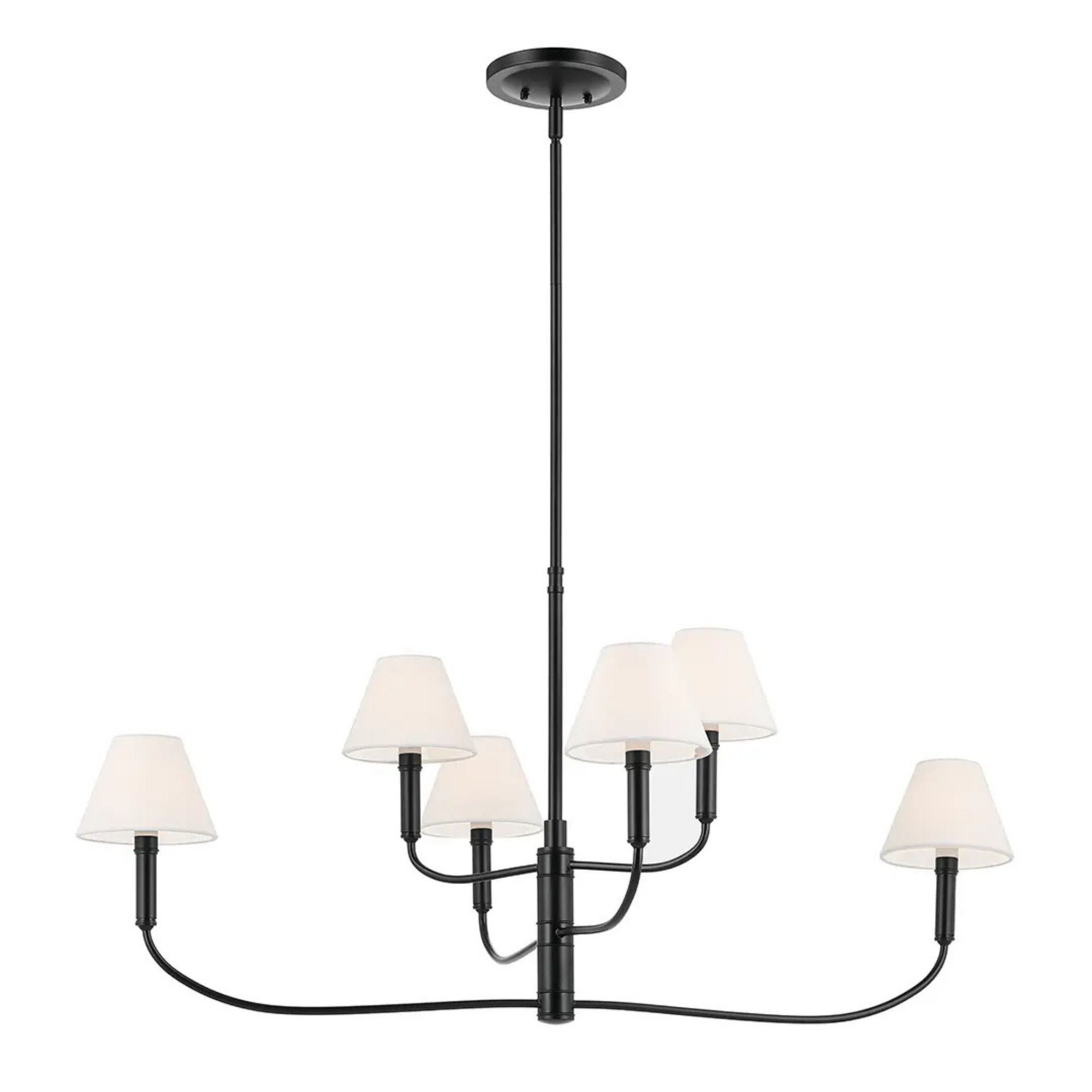 Kichler Eadie 41 in. 6-Light Chandelier, Black & Champagne Bronze with Fabric Tapered Shade