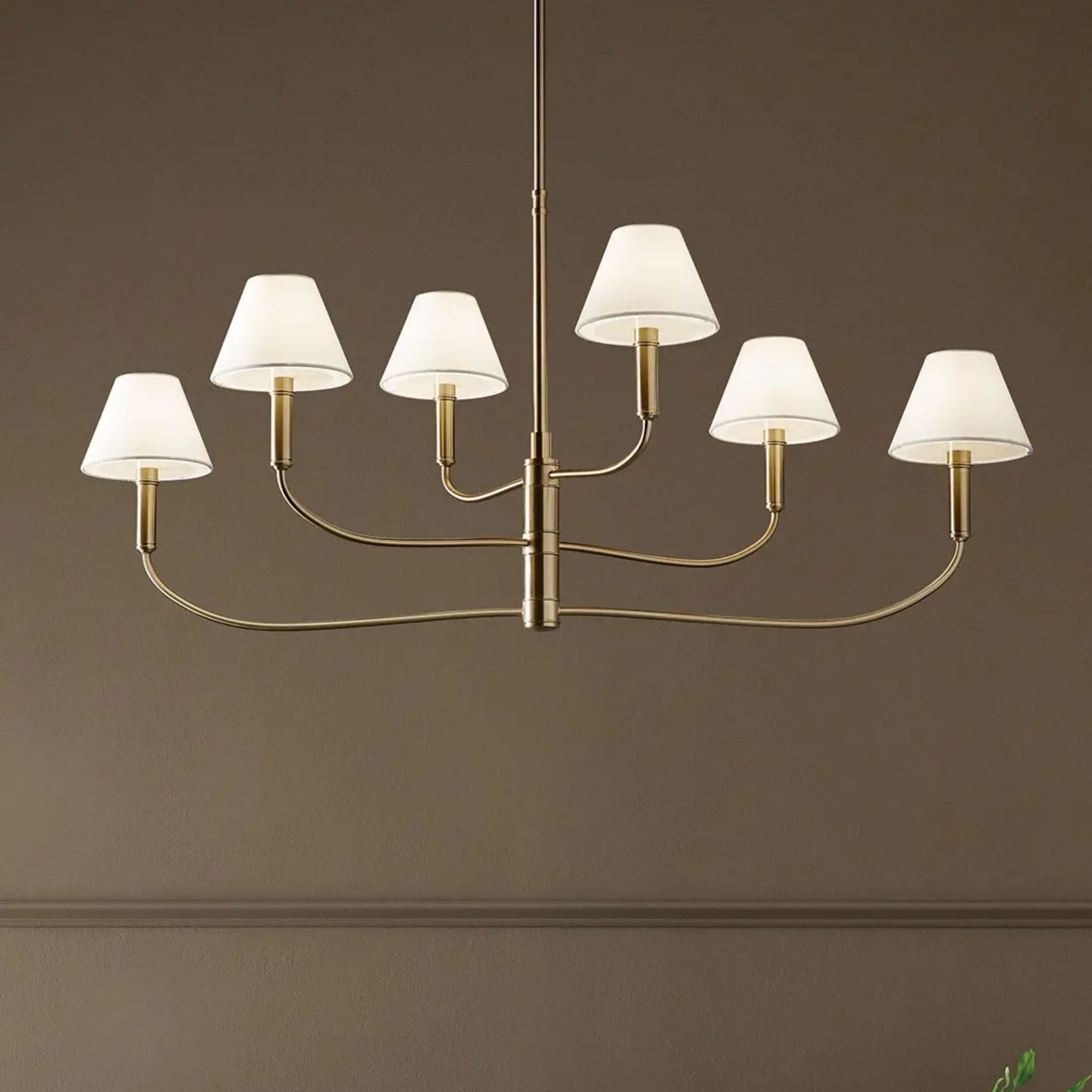 Kichler Eadie 41 in. 6-Light Chandelier, Champagne Bronze with Fabric Tapered Shade