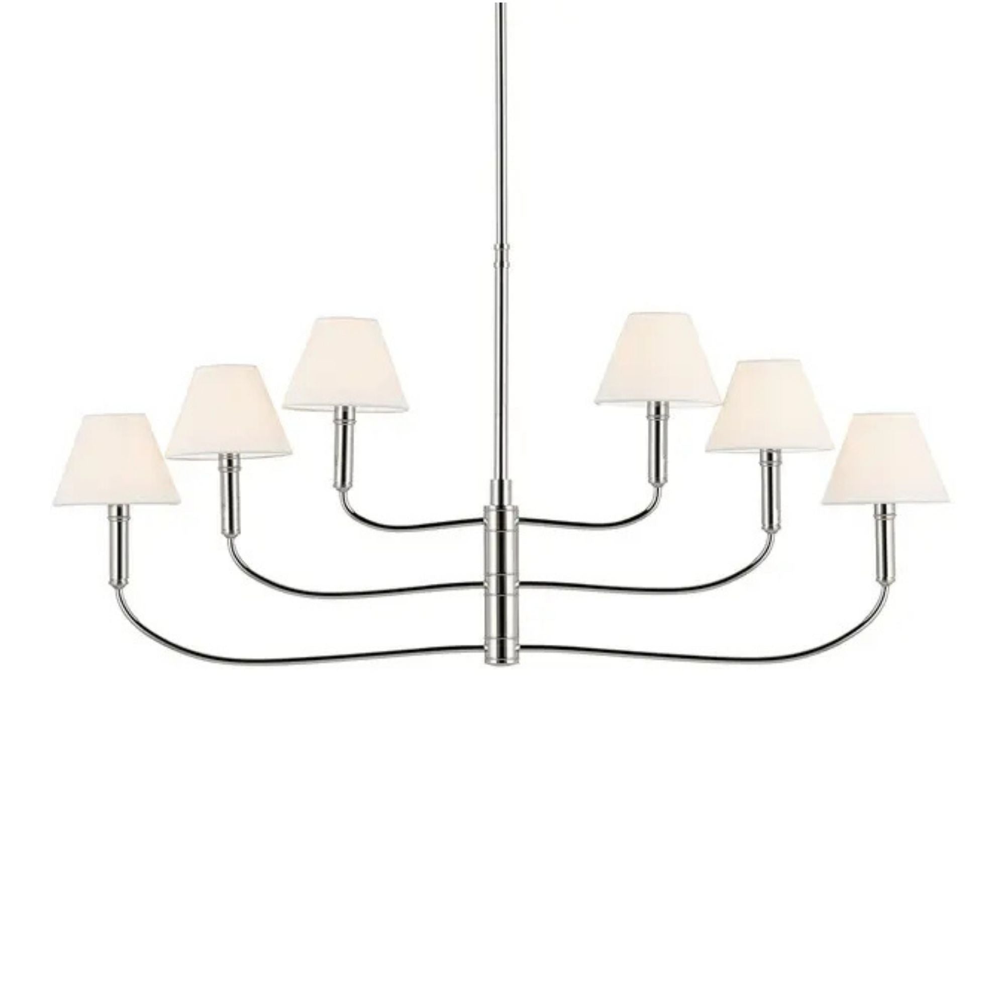 Kichler Eadie 41 in. 6-Light Chandelier, Polished Nickel with Fabric Tapered Shade