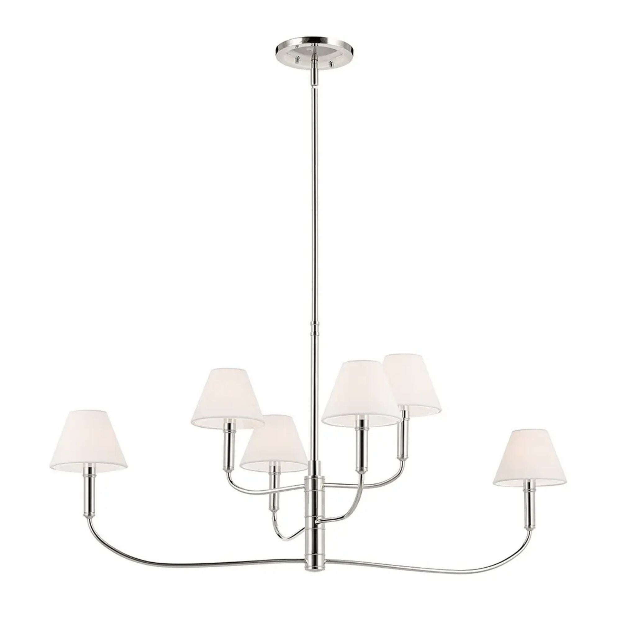 Kichler Eadie 41 in. 6-Light Chandelier, Polished Nickel with Fabric Tapered Shade