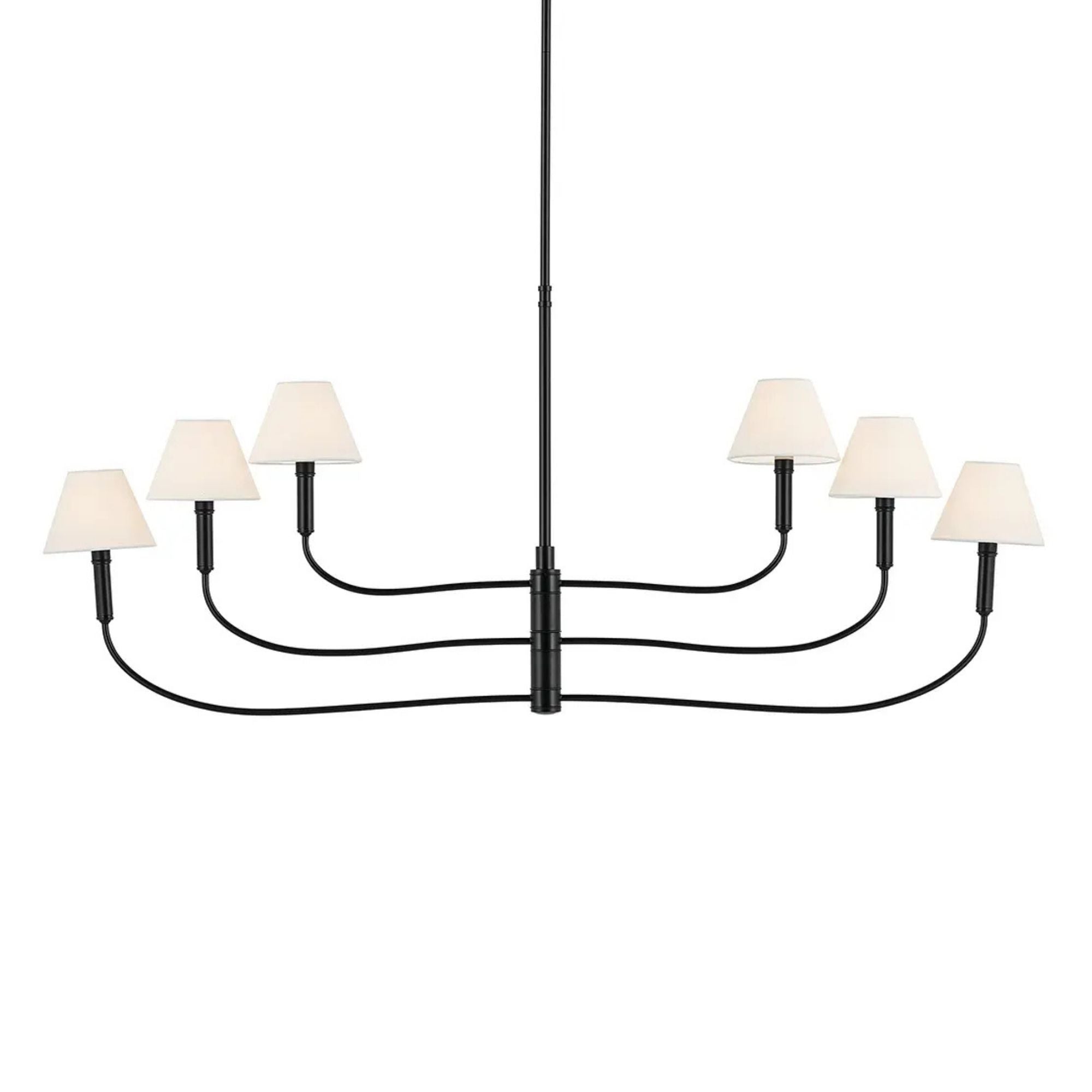 Kichler Eadie 51.5 in. 6-Light Chandelier, Black & Champagne Bronze with Fabric Tapered Shade