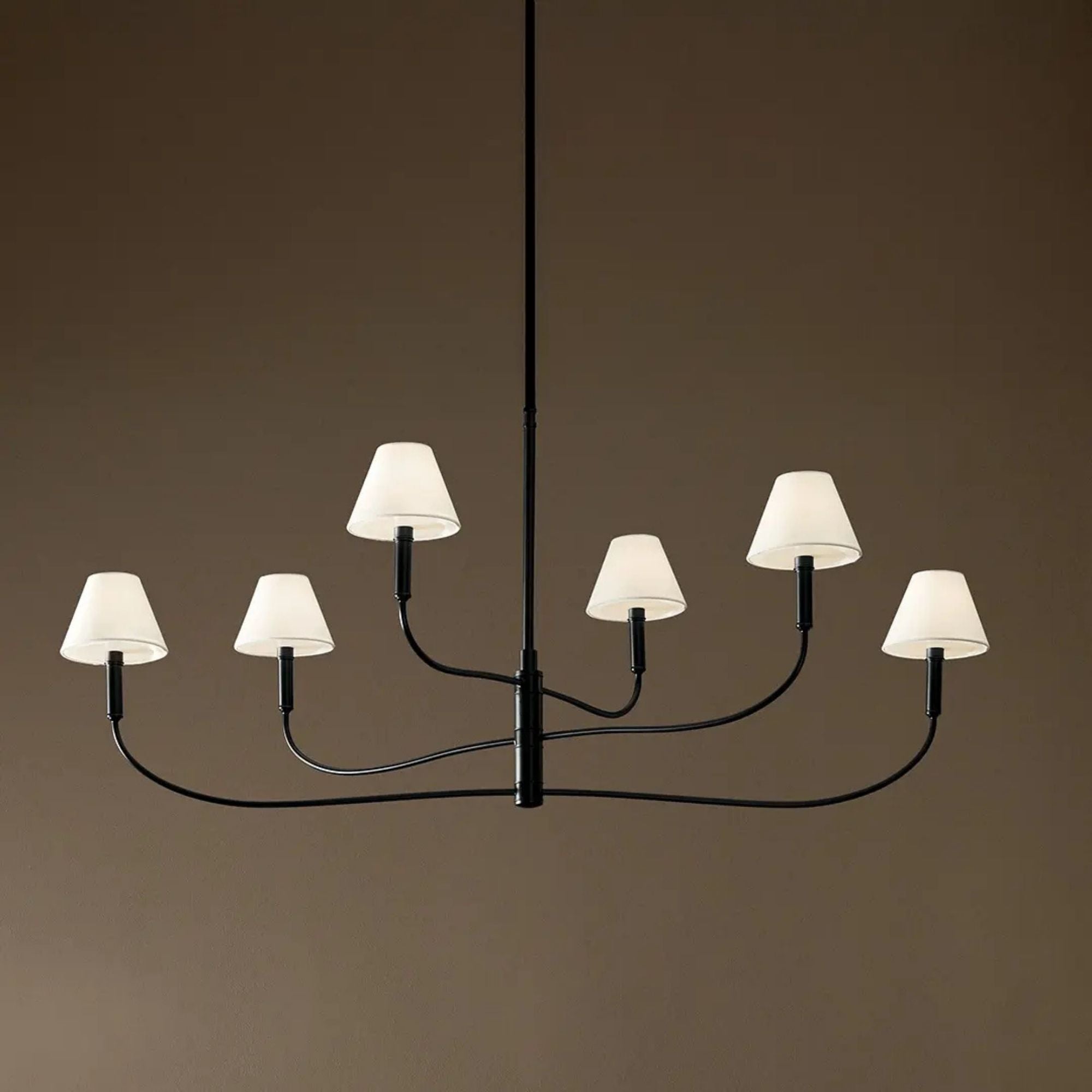 Kichler Eadie 51.5 in. 6-Light Chandelier, Black & Champagne Bronze with Fabric Tapered Shade